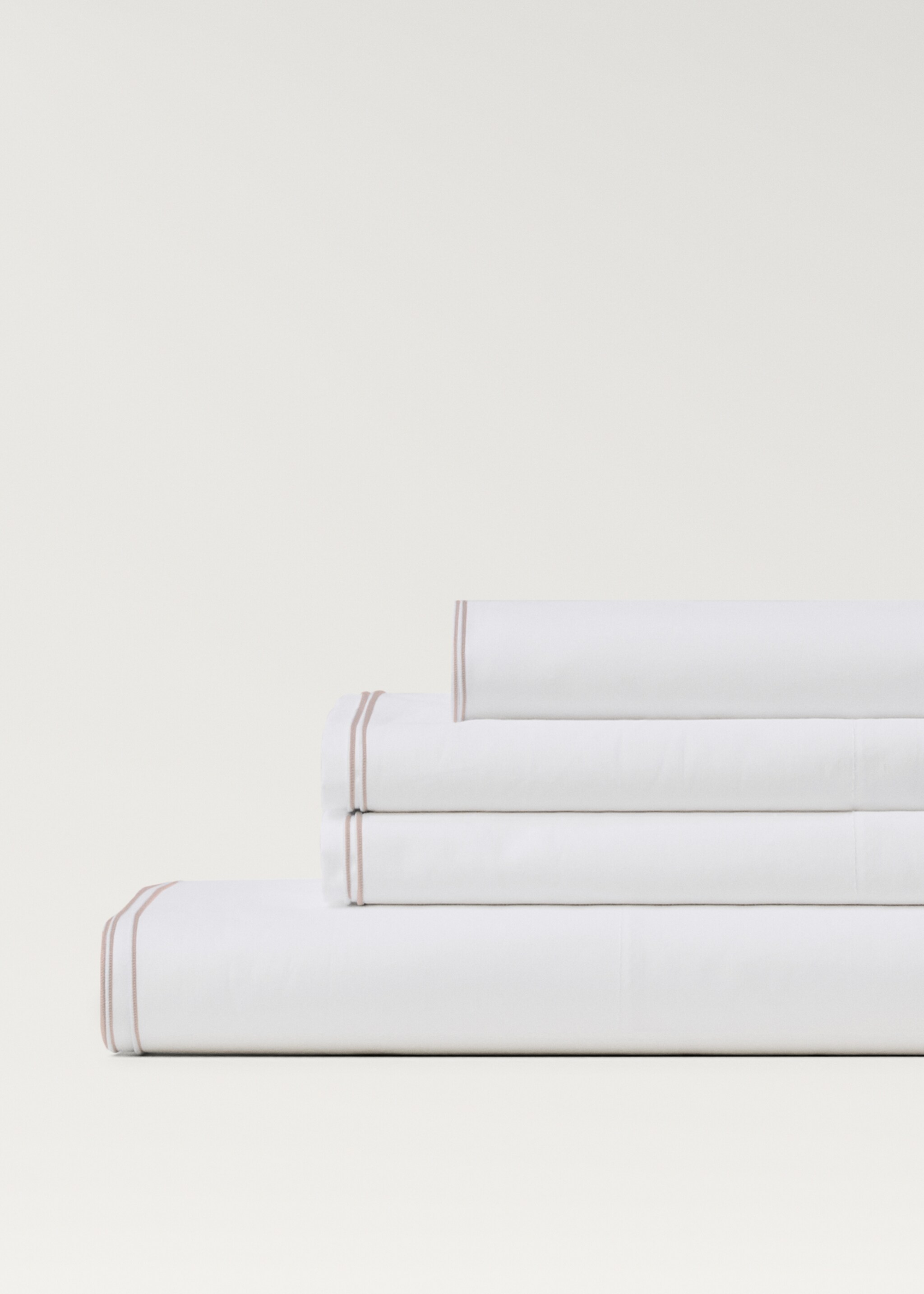 Cotton percale top sheet with double overlock for 90 cm bed - Details of the article 1, Medium Brown. Ref: 87012980-00.