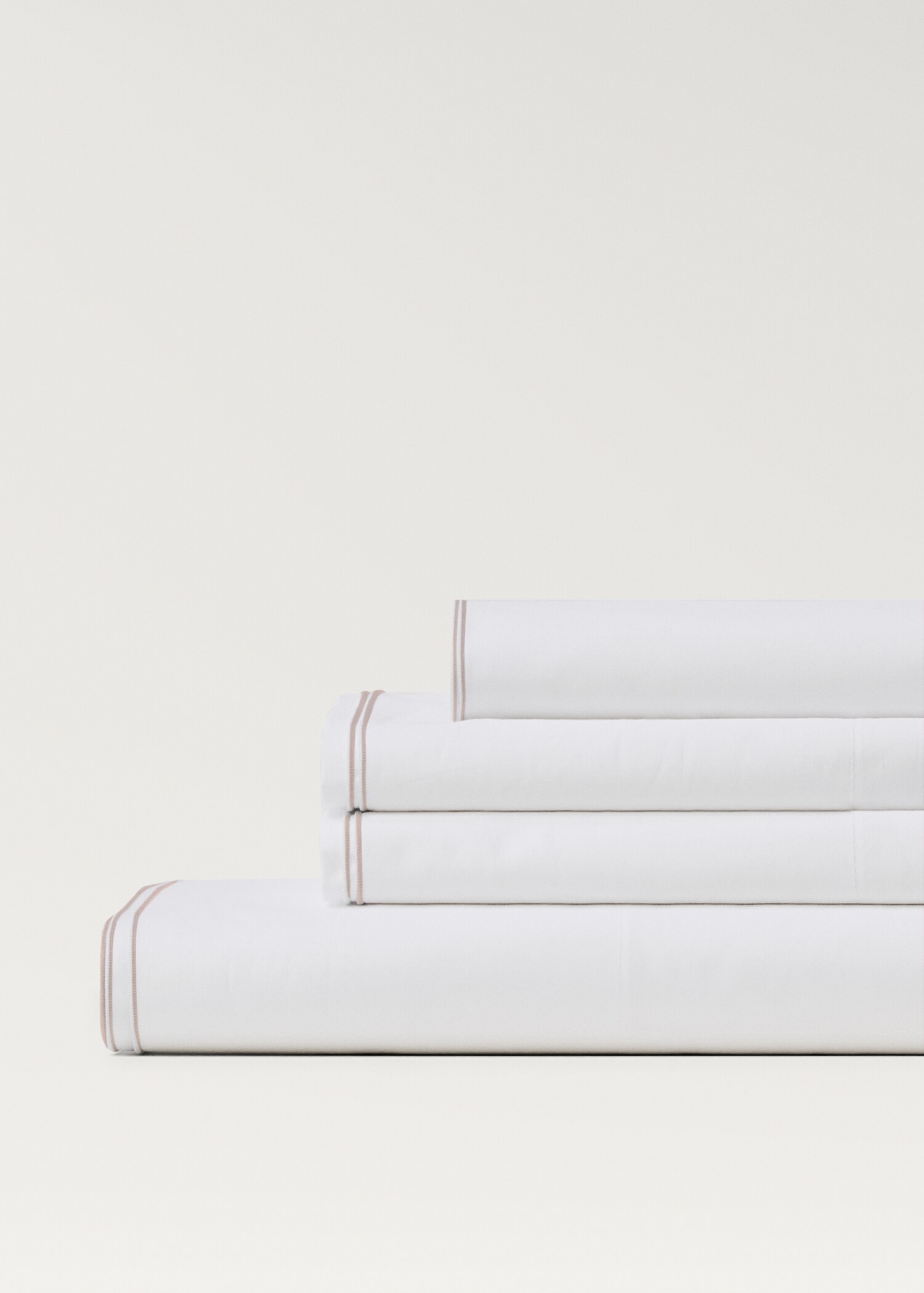 Cotton percale top sheet with double overlock for 90 cm bed - Details of the article 1