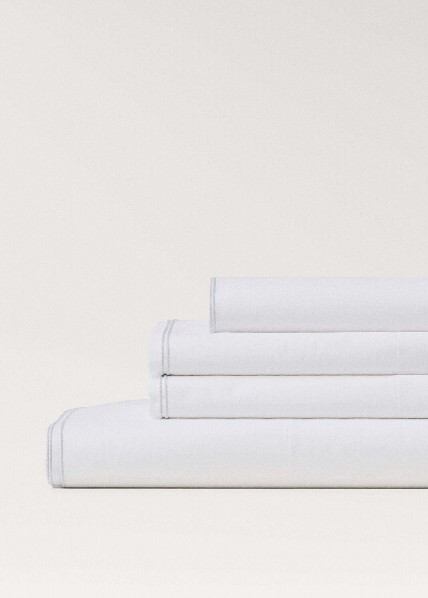 Cotton percale top sheet with double overlock for 90 cm bed - Details of the article 1