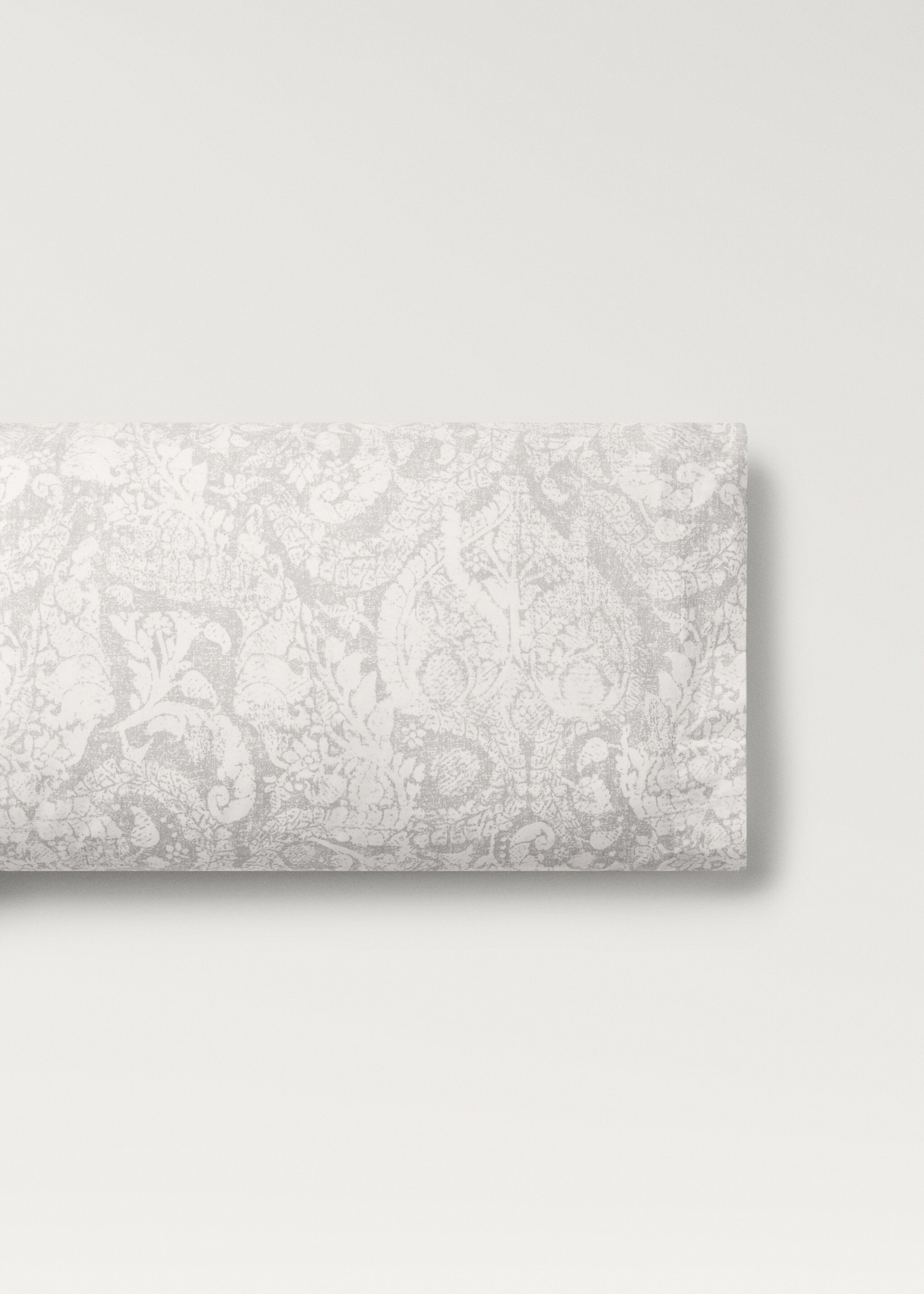 Paisley-print cotton pillowcase 45x110 cm - Article without model, Light/Pastel Grey. Ref: 87012983-00.