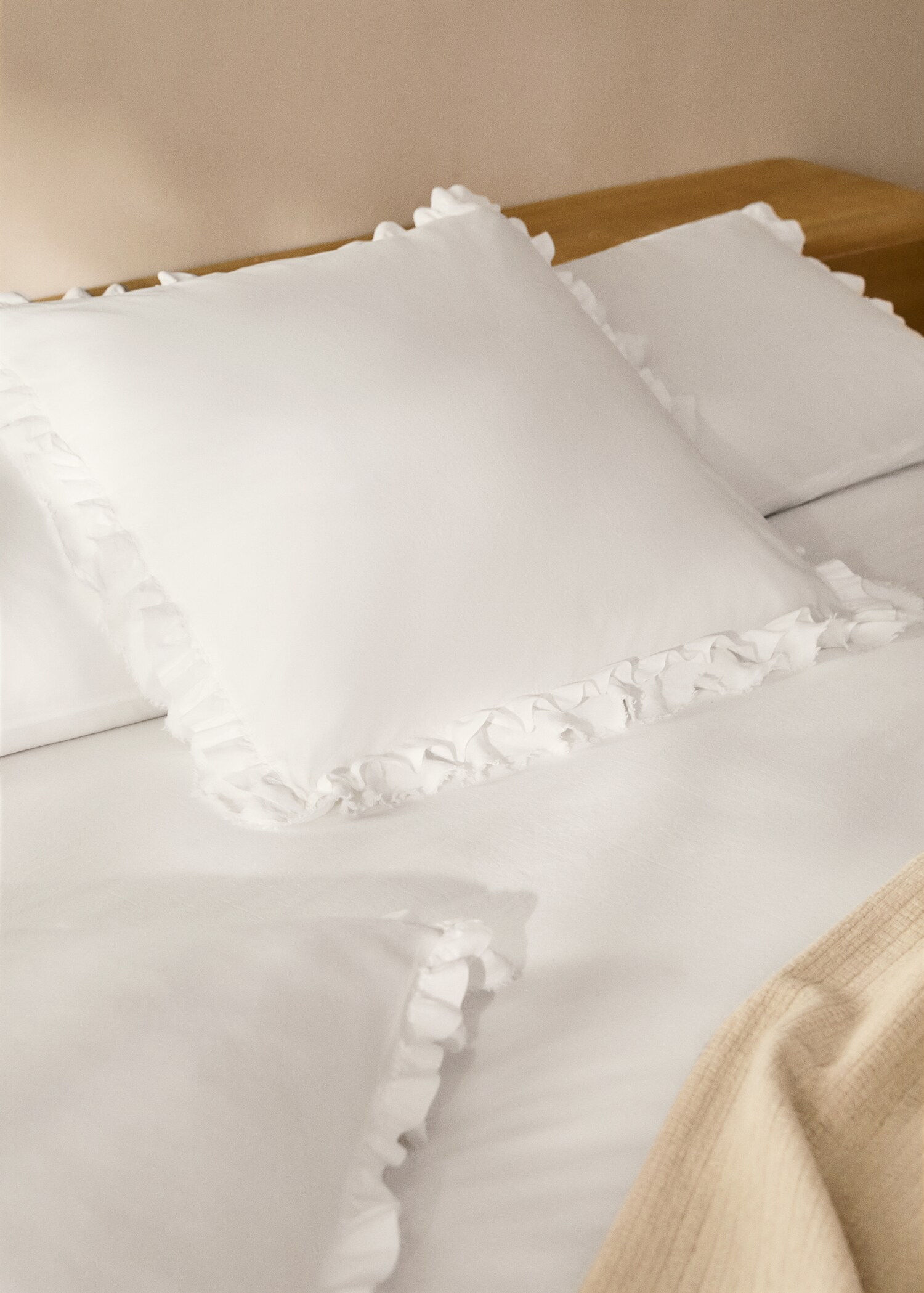 Washed cotton duvet cover with linen ruffle Single bed - Details of the article 7