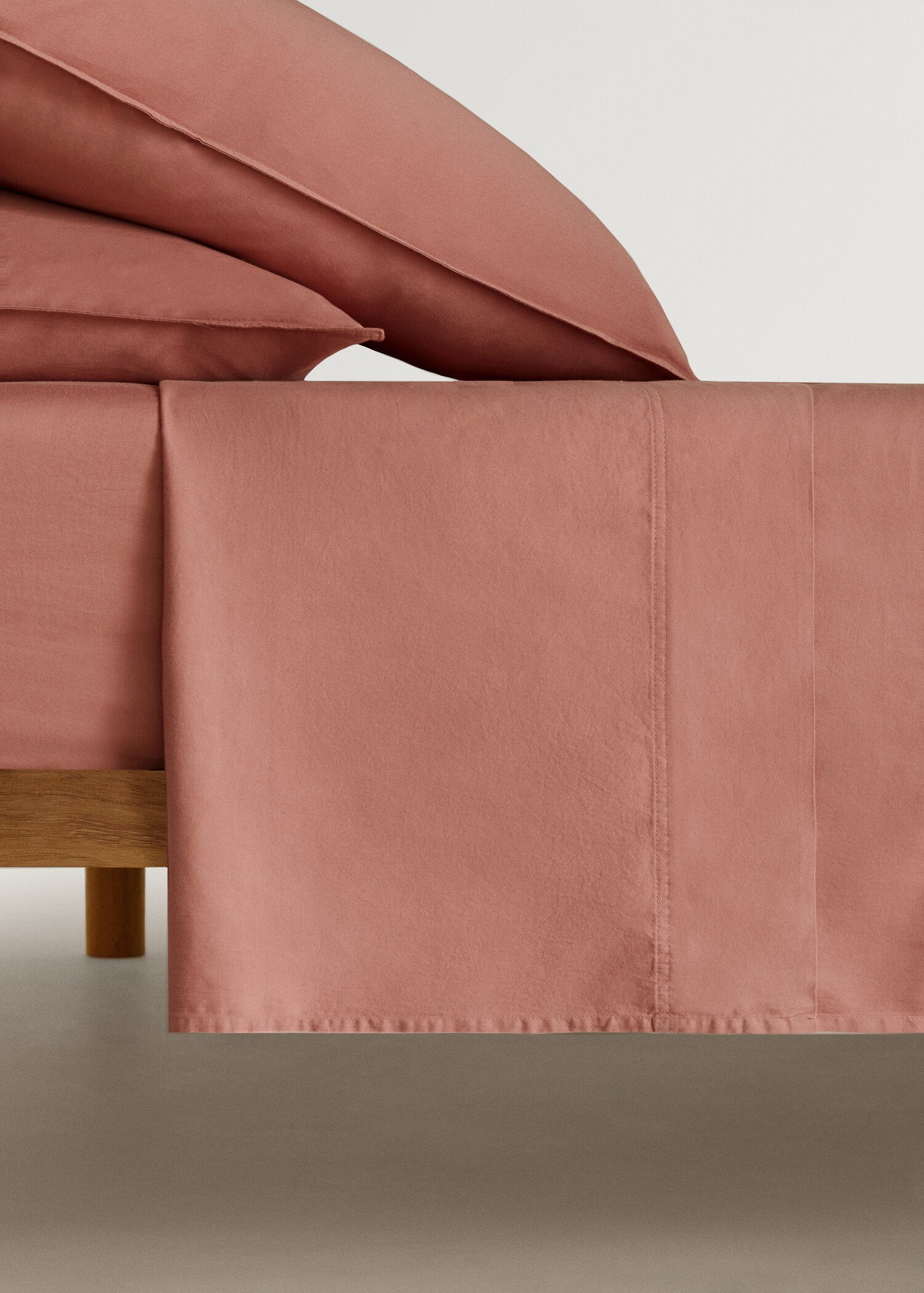 Drap plat coton satin lavé double surpiqûre lit 180/200 cm - Article sans modèle