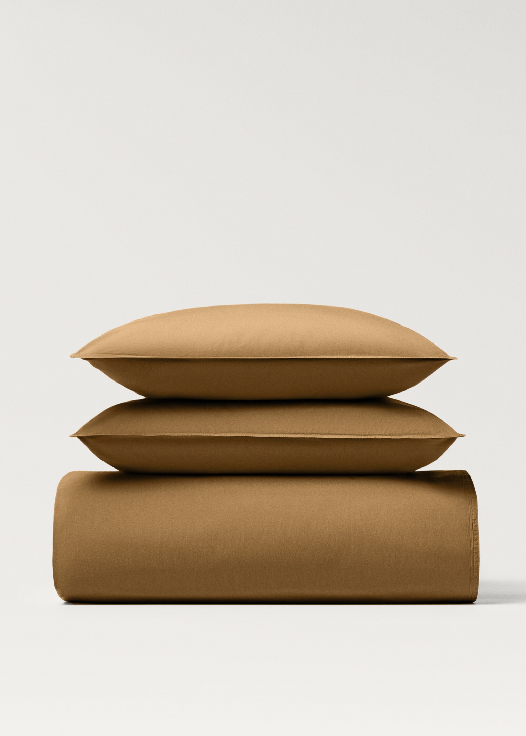 Cotton poplin double-stitched children's duvet cover Single bed - Article without model, Caramel. Ref: 87013041-00.