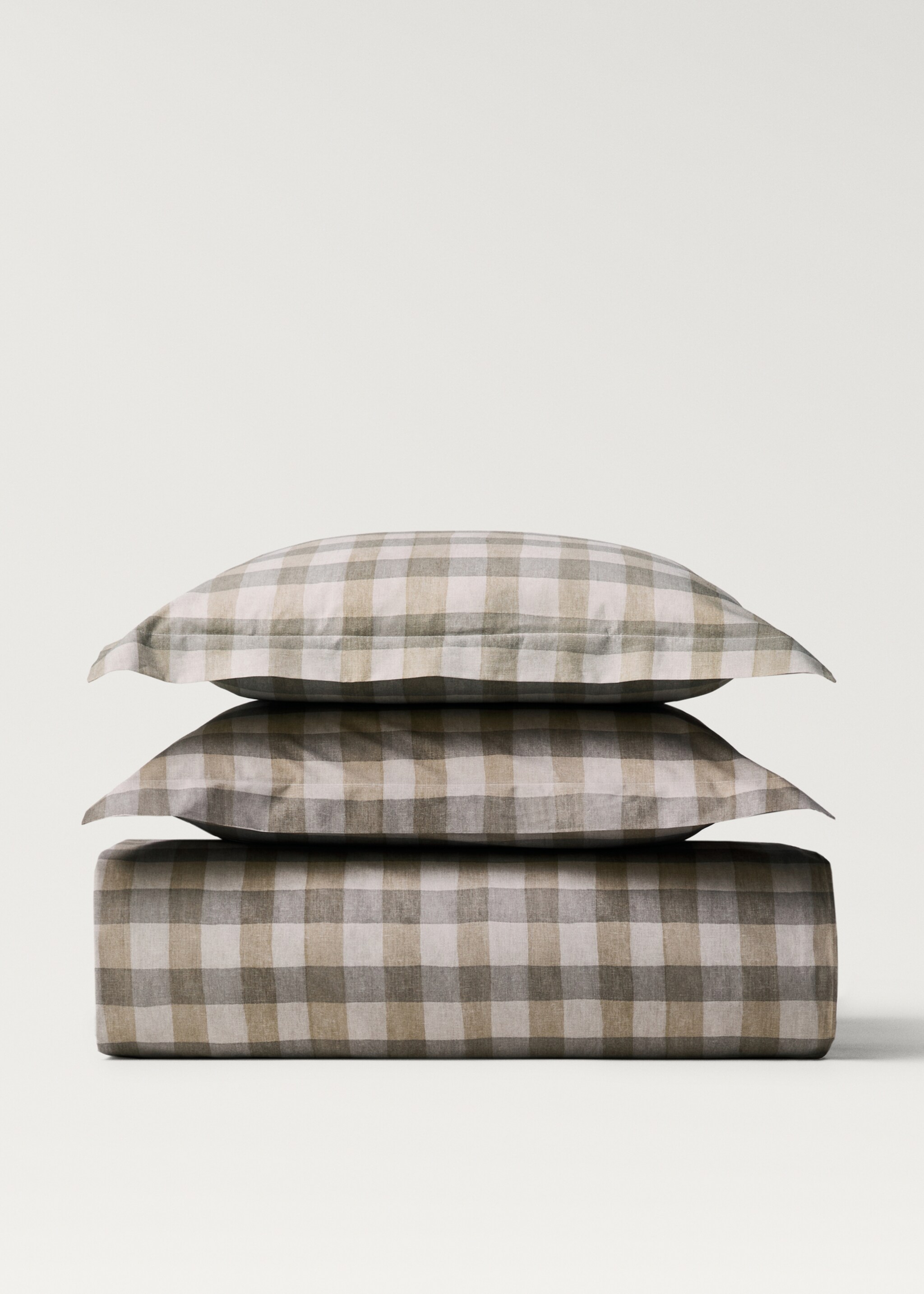 Povlak na přikrývku bavlněný perkál s kostkou, na postel 150/160 cm - Zboží bez modelu, Středně hnědá. Ref: 87013051-00.