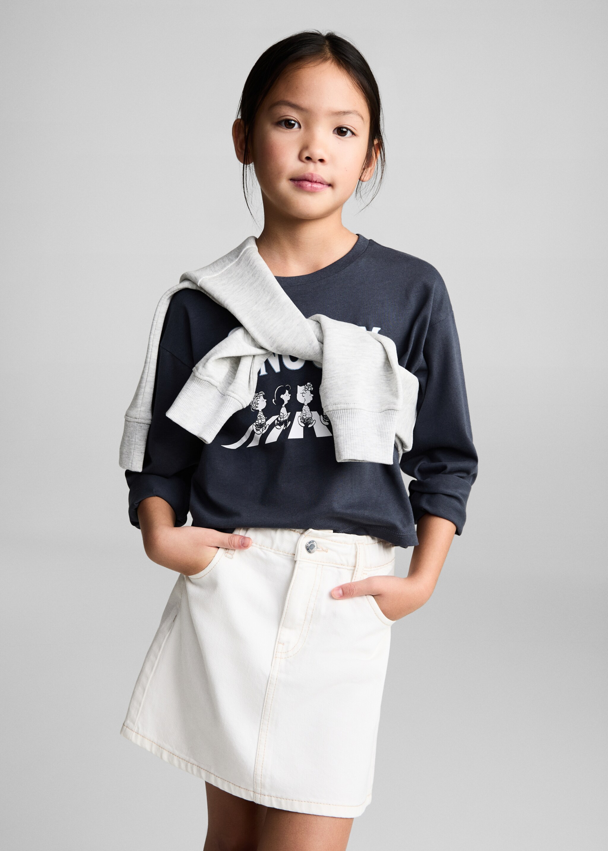 Denim mini-skirt - Medium plane, White. Ref: 87013271-00.