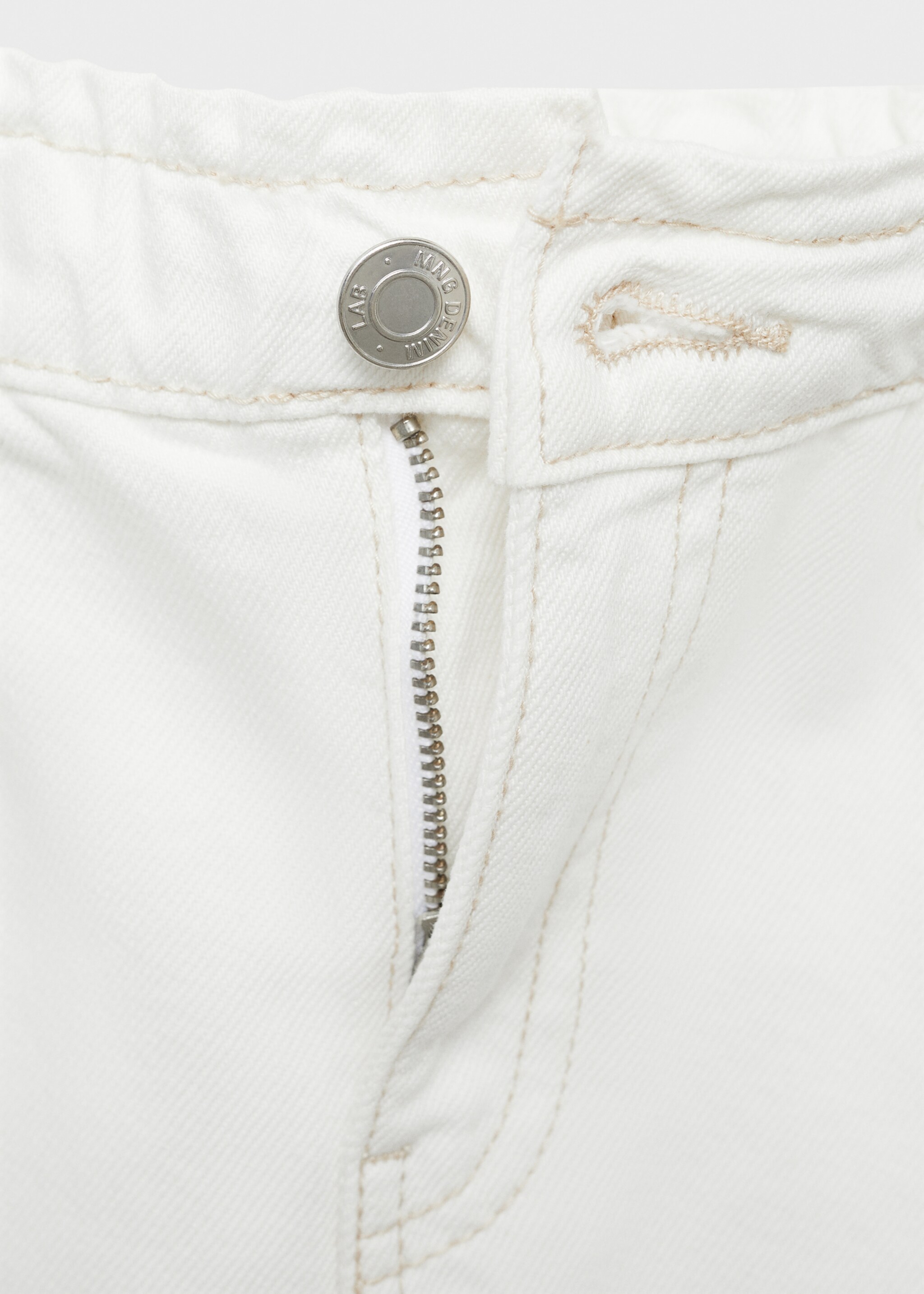 Denim mini-skirt - Details of the article 8, White. Ref: 87013271-00.