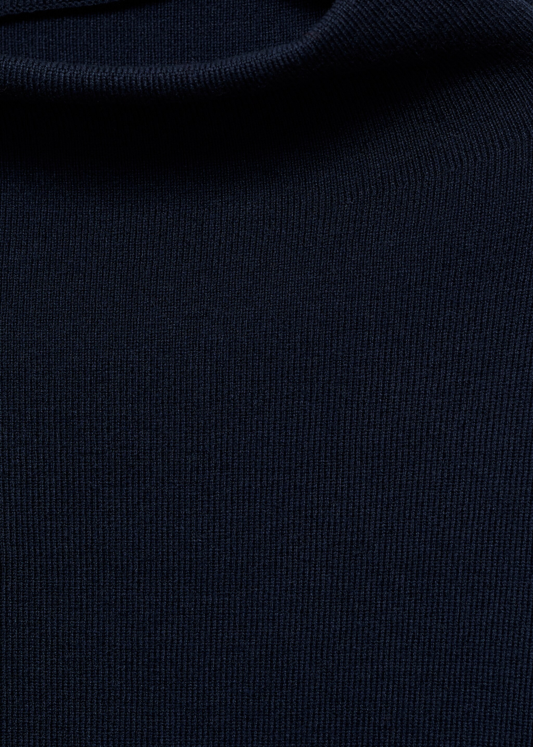 Knitted sweater with asymmetrical neck - Details of the article 8, Dark Navy. Ref: 87013276-00.