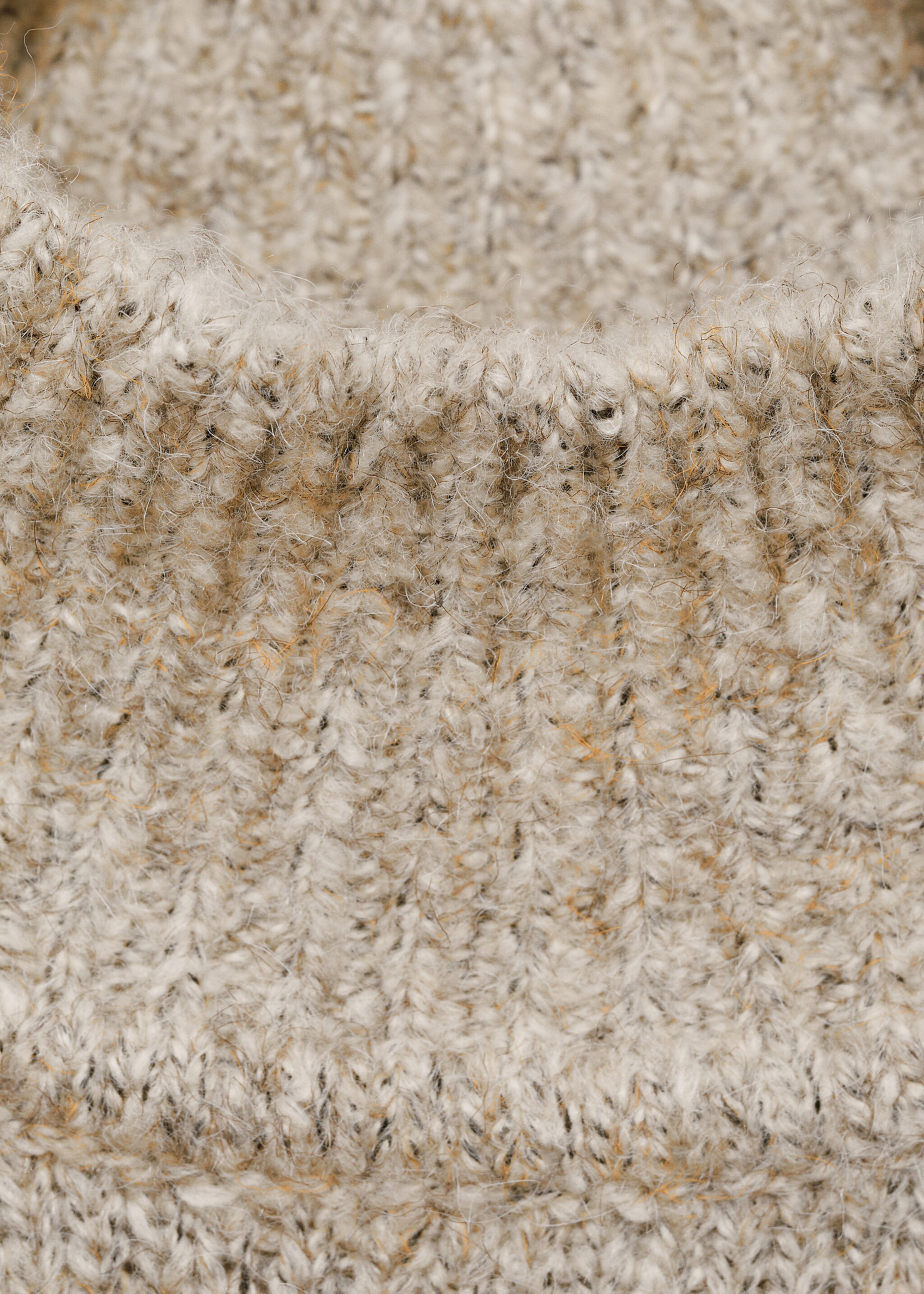 Knitted sweater with perkins neck - Details of the article 0, Sand. Ref: 87013277-00.