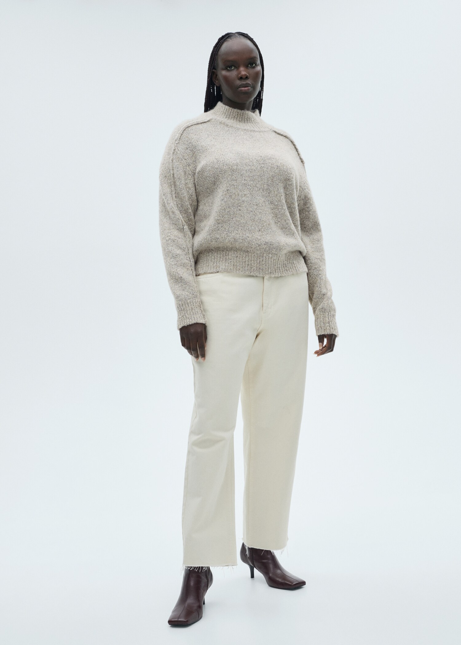 Knitted sweater with perkins neck - Details of the article 3