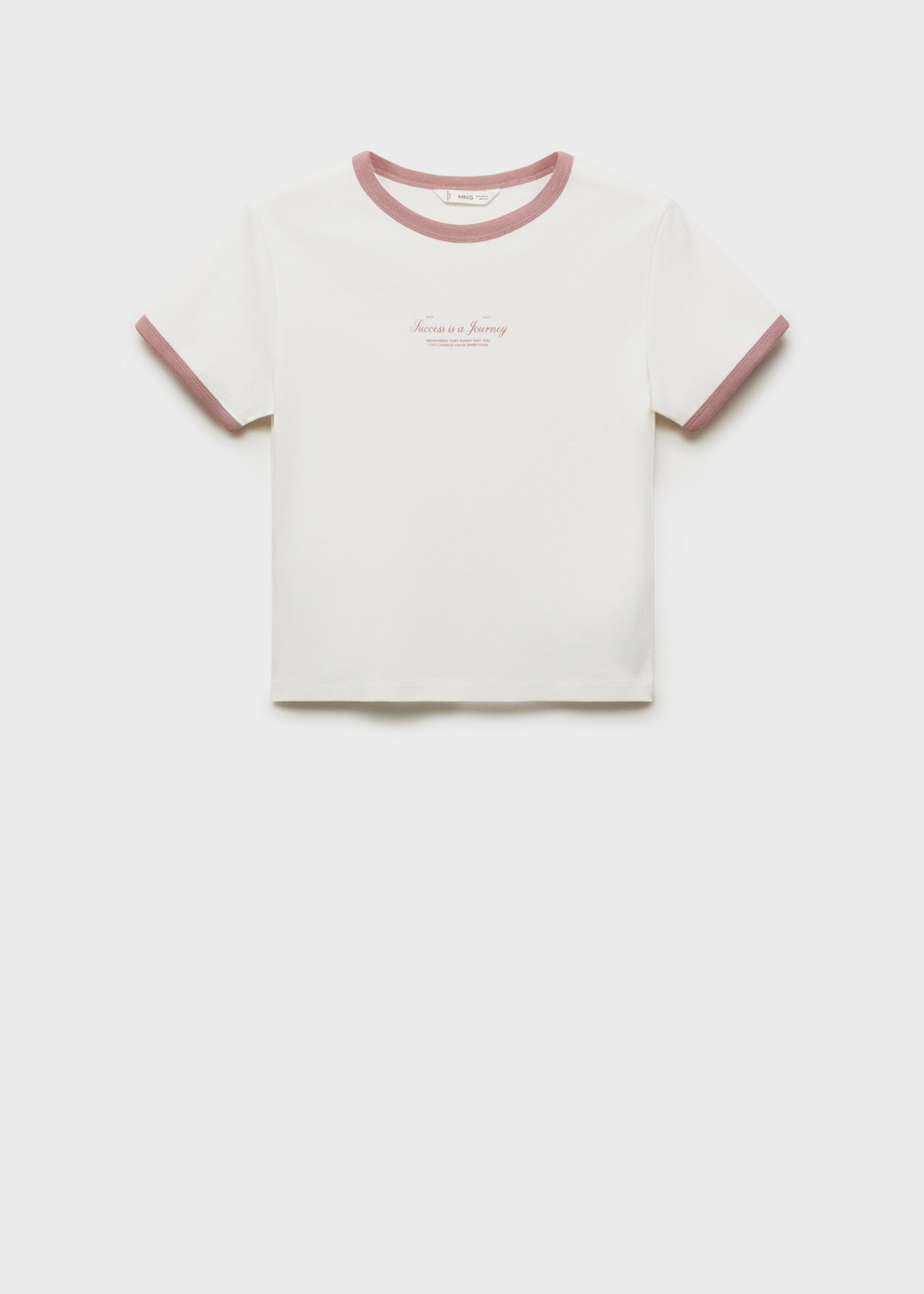 Camiseta crop mensaje - Artículo sin modelo, Blanco roto. Ref: 87013278-00.