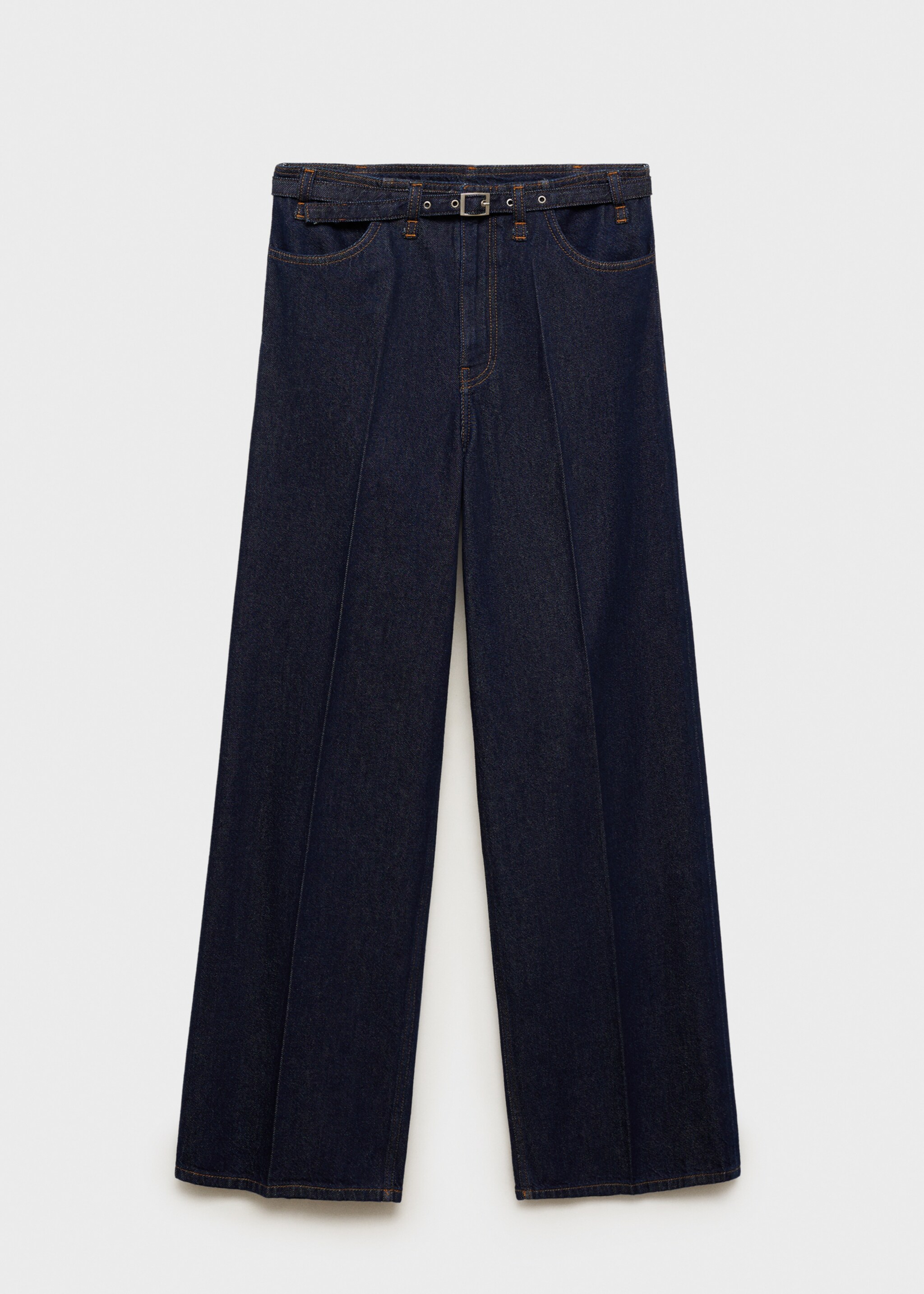 Rinse-wash wide leg jeans with belt - Article without model, Open Blue. Ref: 87013282-00.