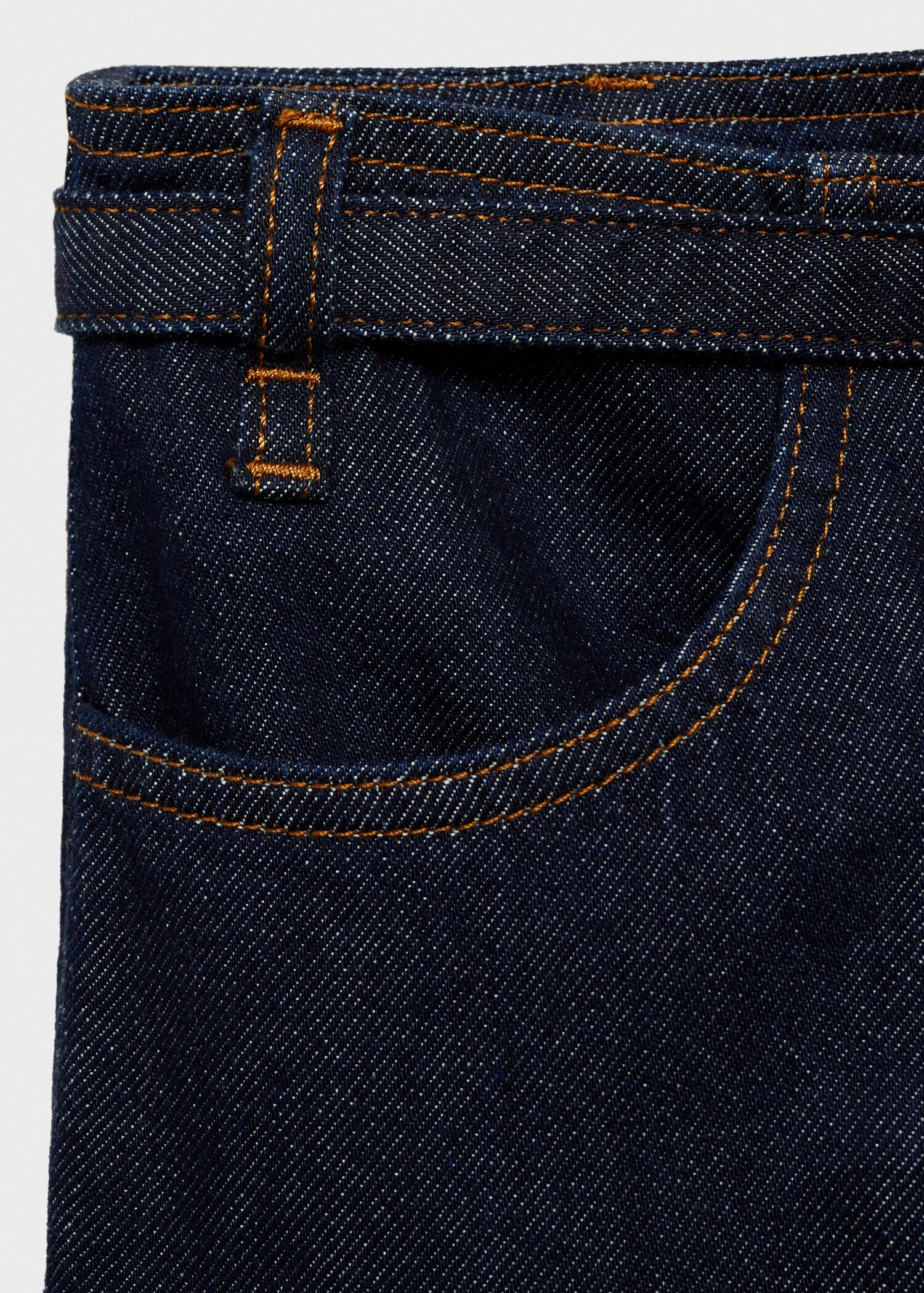 Rinse-wash wide leg jeans with belt - Details of the article 0