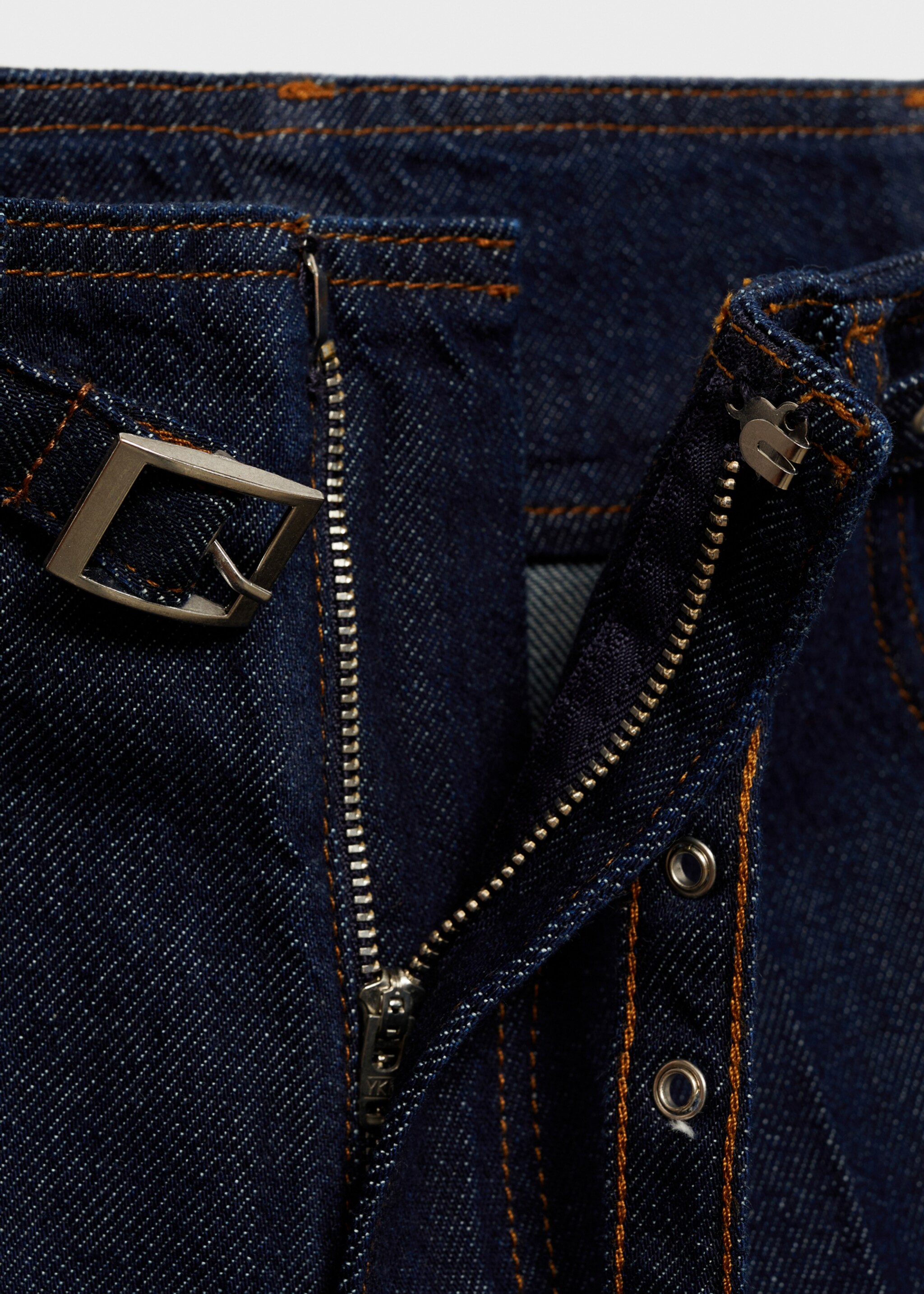 Rinse-wash wide leg jeans with belt - Details of the article 8, Open Blue. Ref: 87013282-00.