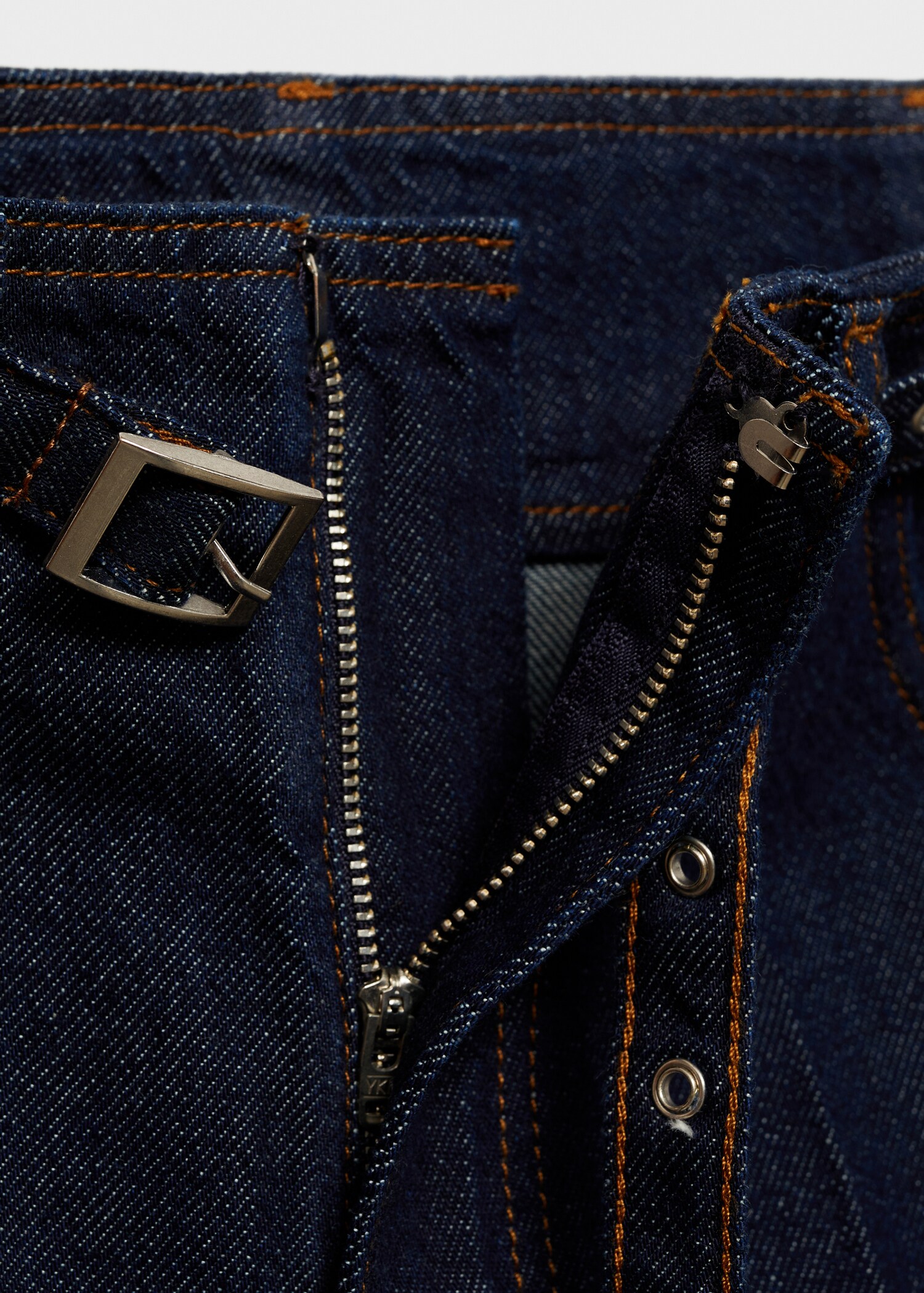 Rinse-wash wide leg jeans with belt - Details of the article 8