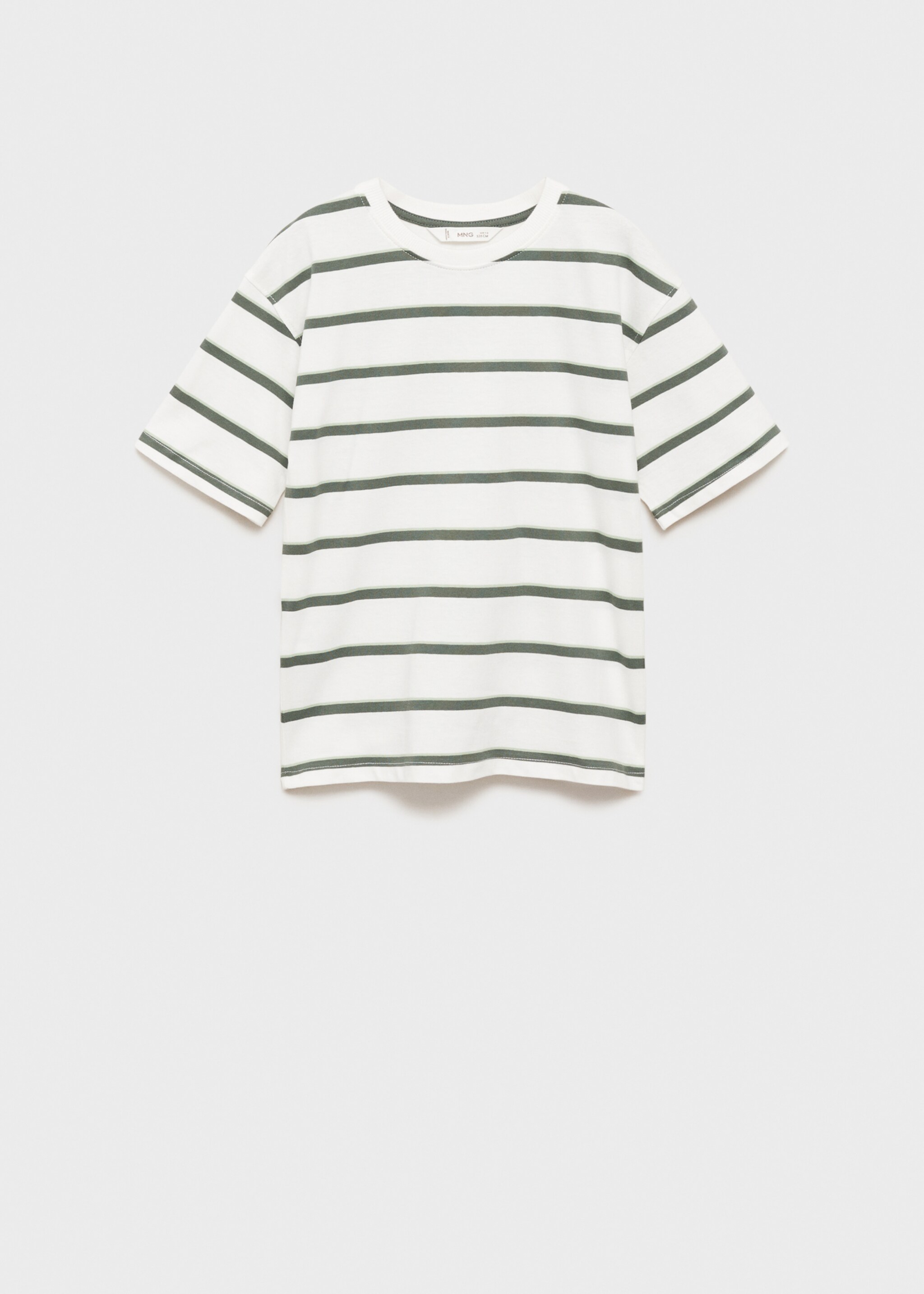 Striped short-sleeved t-shirt - Article without model, Green. Ref: 87013650-00.