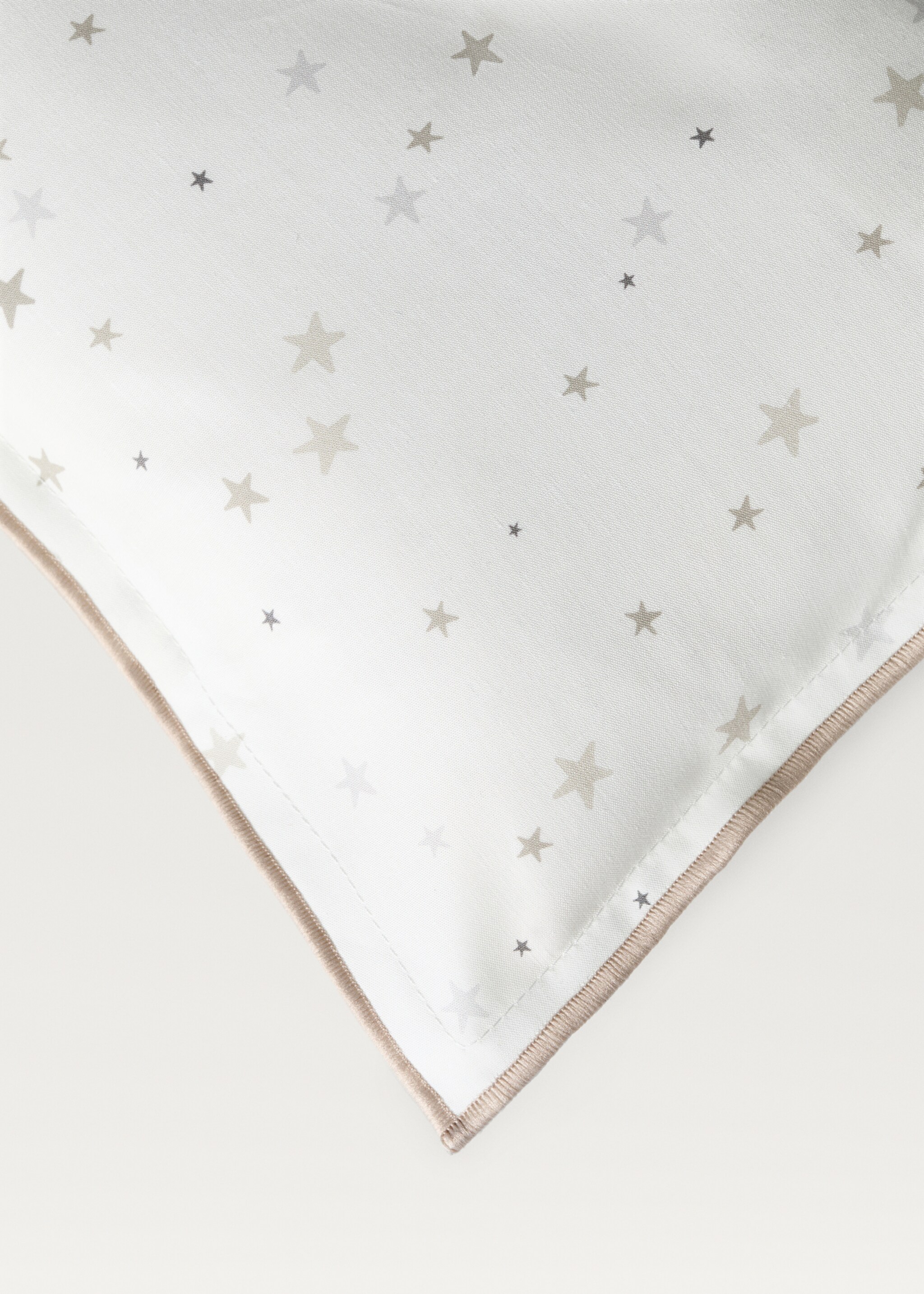 Children's cushion cover with star print, 30x20cm - Details of the article 3, Light/Pastel Grey. Ref: 87013658-00.