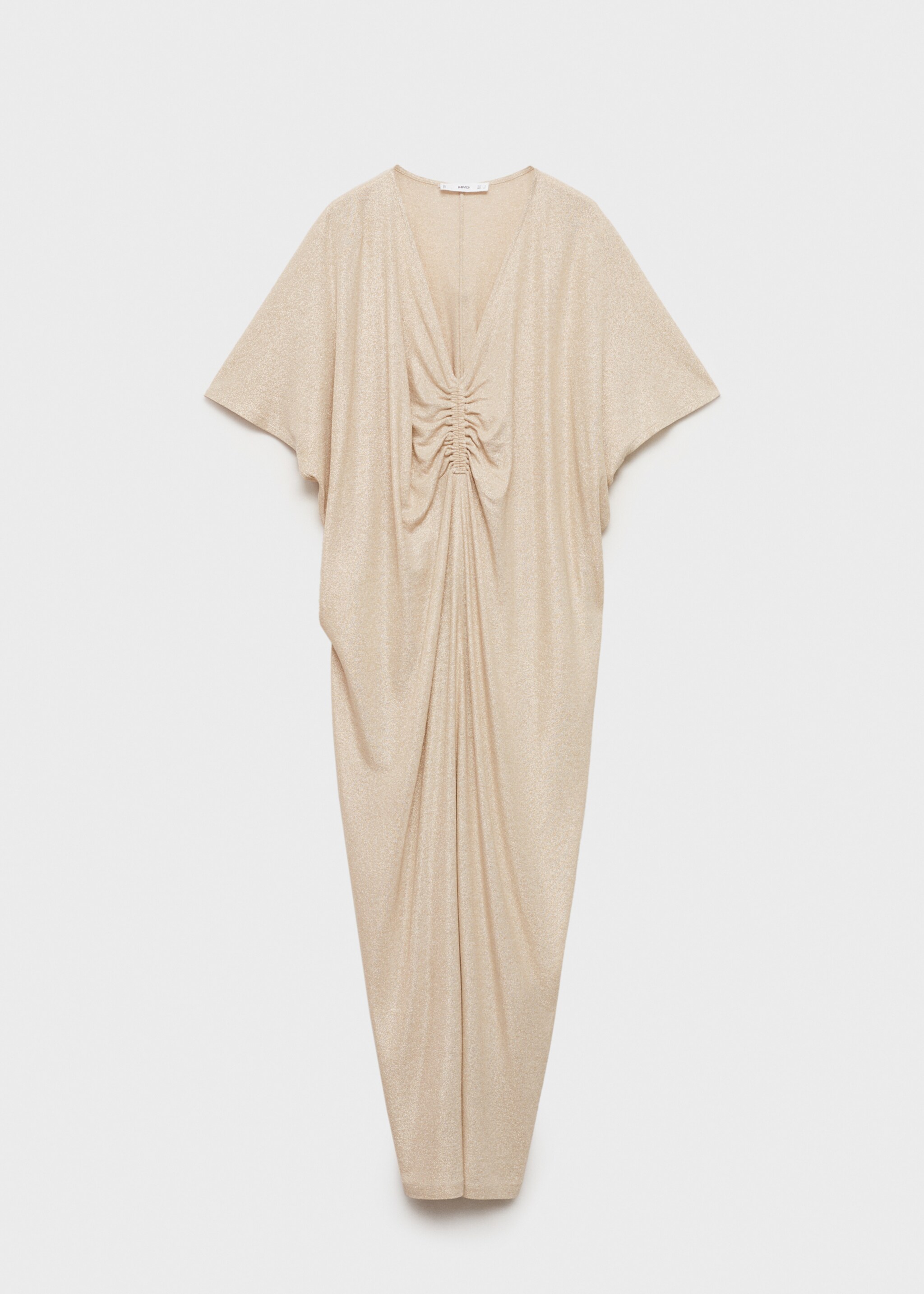 Lurex dress with gathered neckline - Article without model, Gold. Ref: 87014066-00.