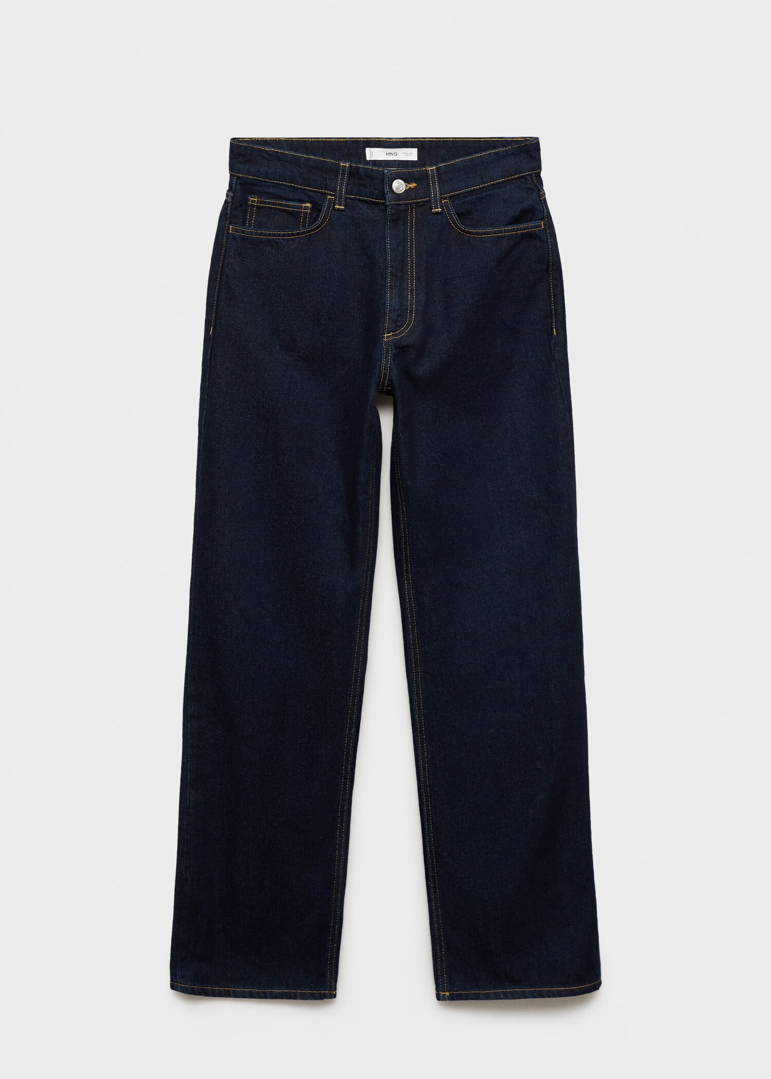High-waisted straight-fit rinse-wash jeans - Article without model