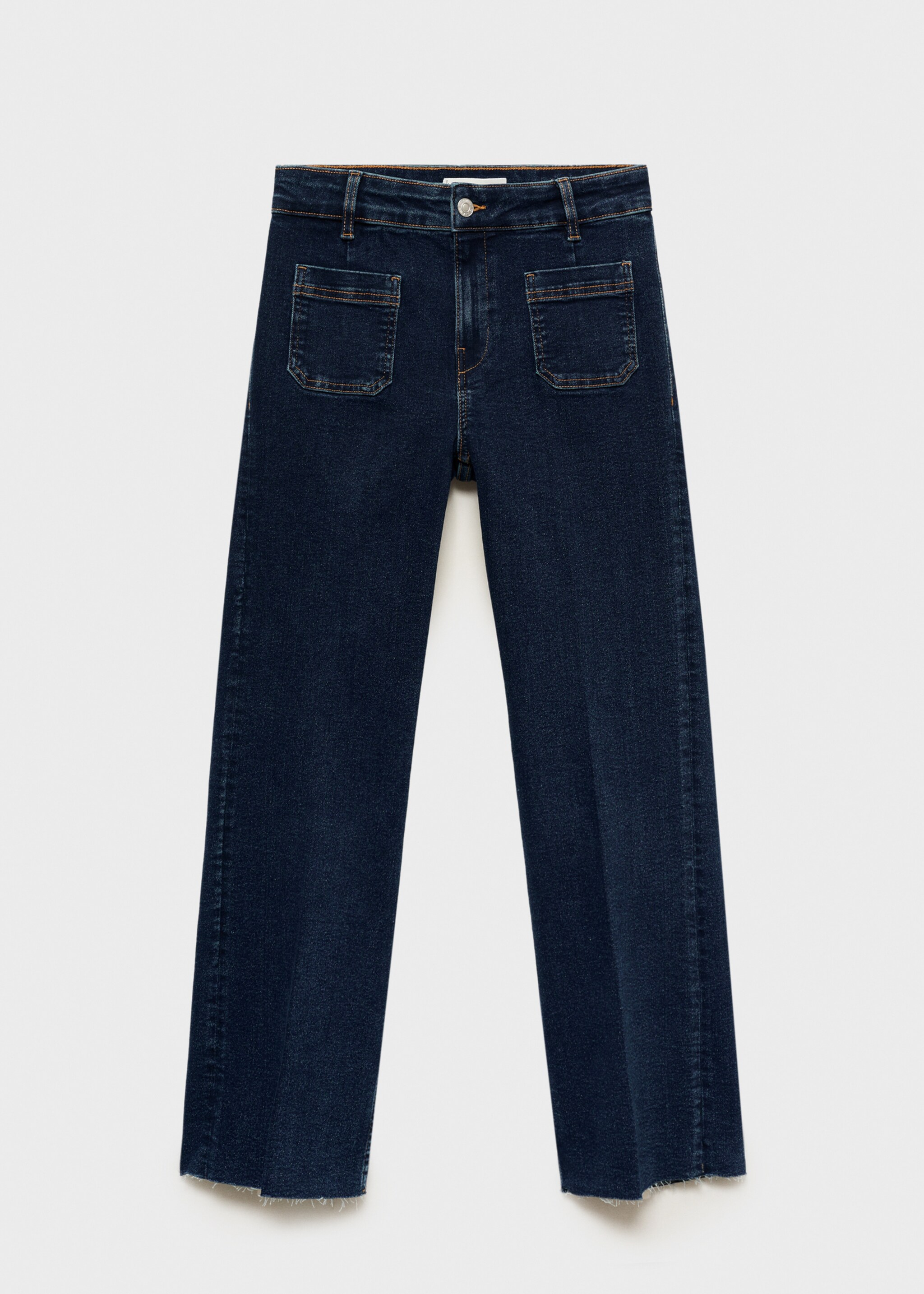 Flared cropped jeans with pockets - Article without model, Dark Blue. Ref: 87014076-00.