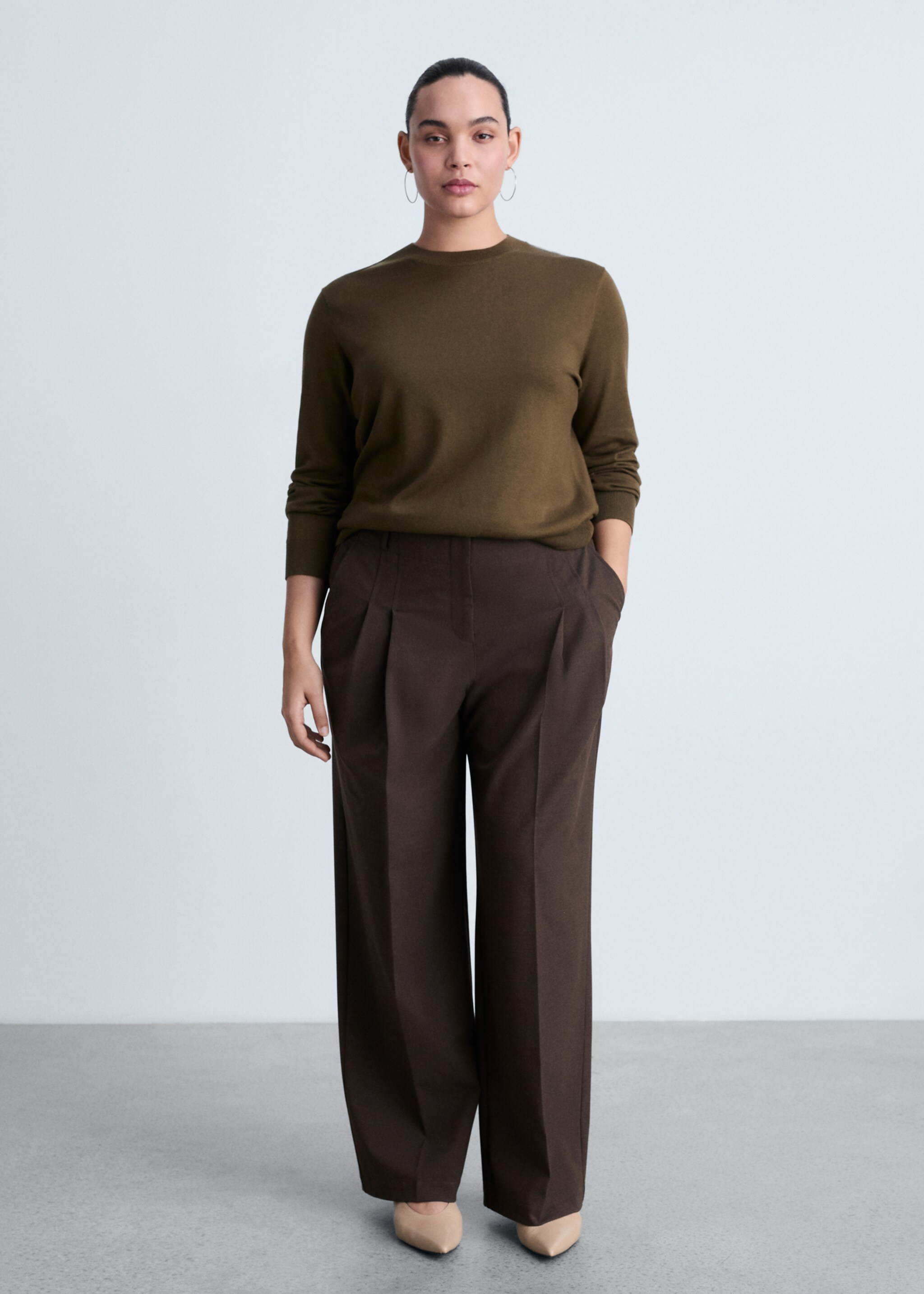 Silk-blend knitted sweater - Details of the article 3, Khaki. Ref: 87014081-00.