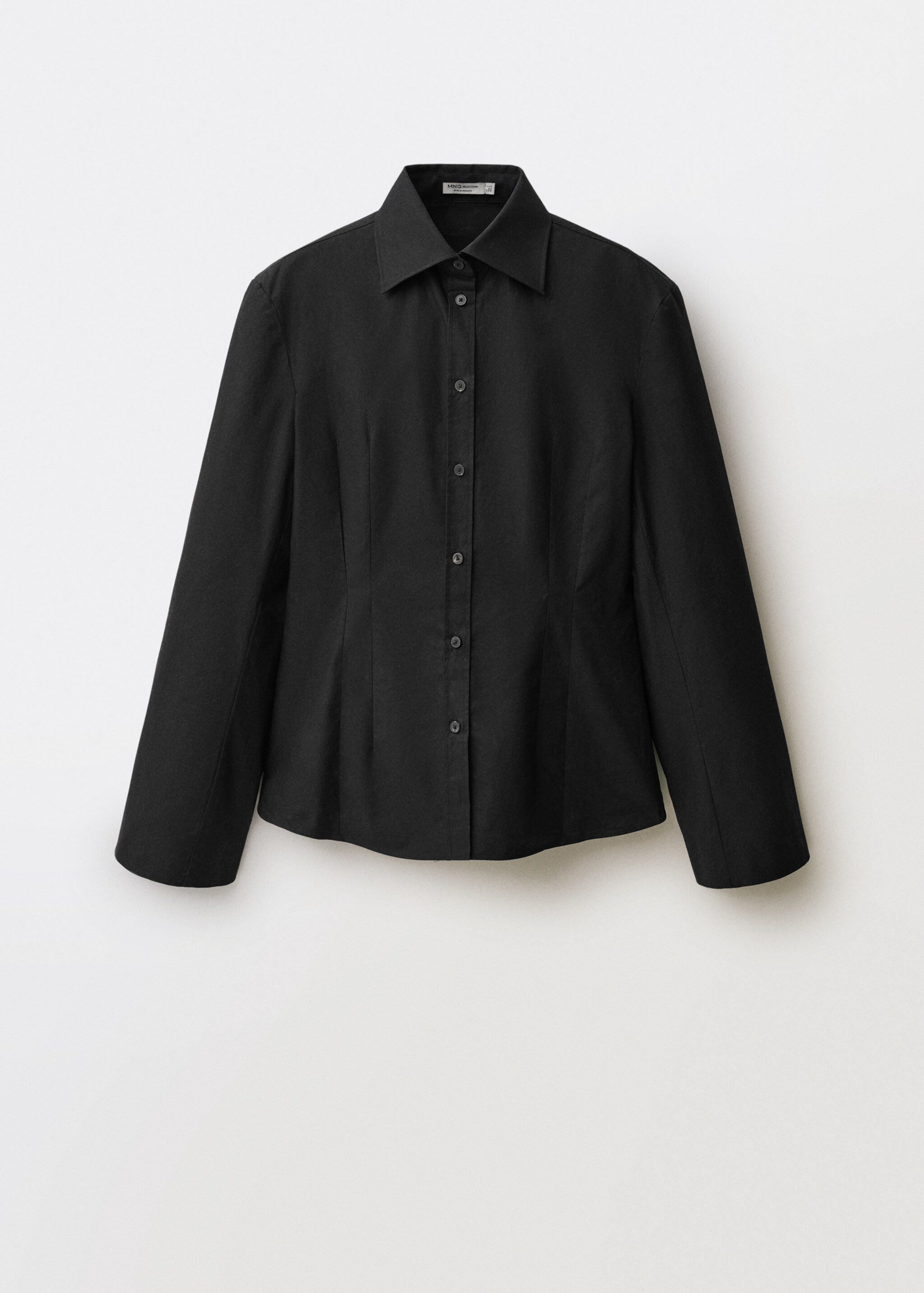 Fitted shirt with cuffless sleeves - Article without model, Black. Ref: 87014085-00.