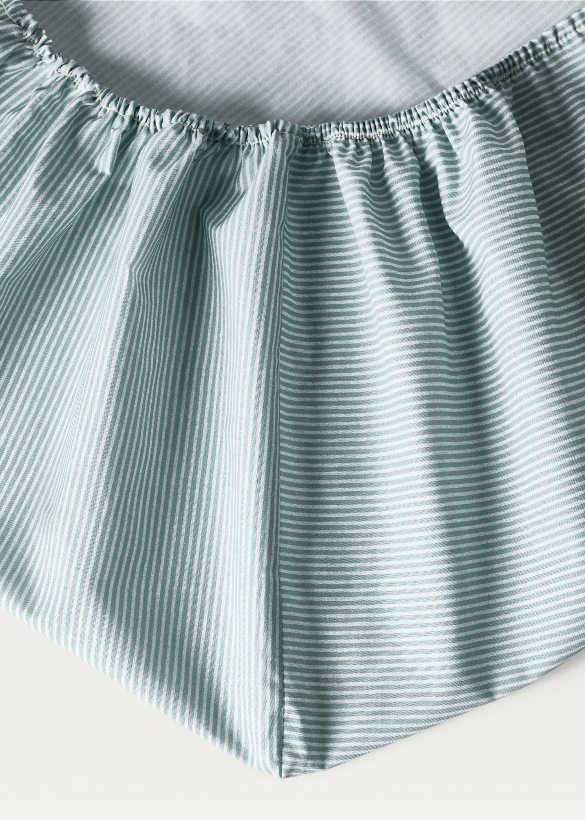 Drap-housse enfant percale de coton à rayures lit 90 cm - Détail de l'article 1, Vert d´eau. Ref: 87014087-00.
