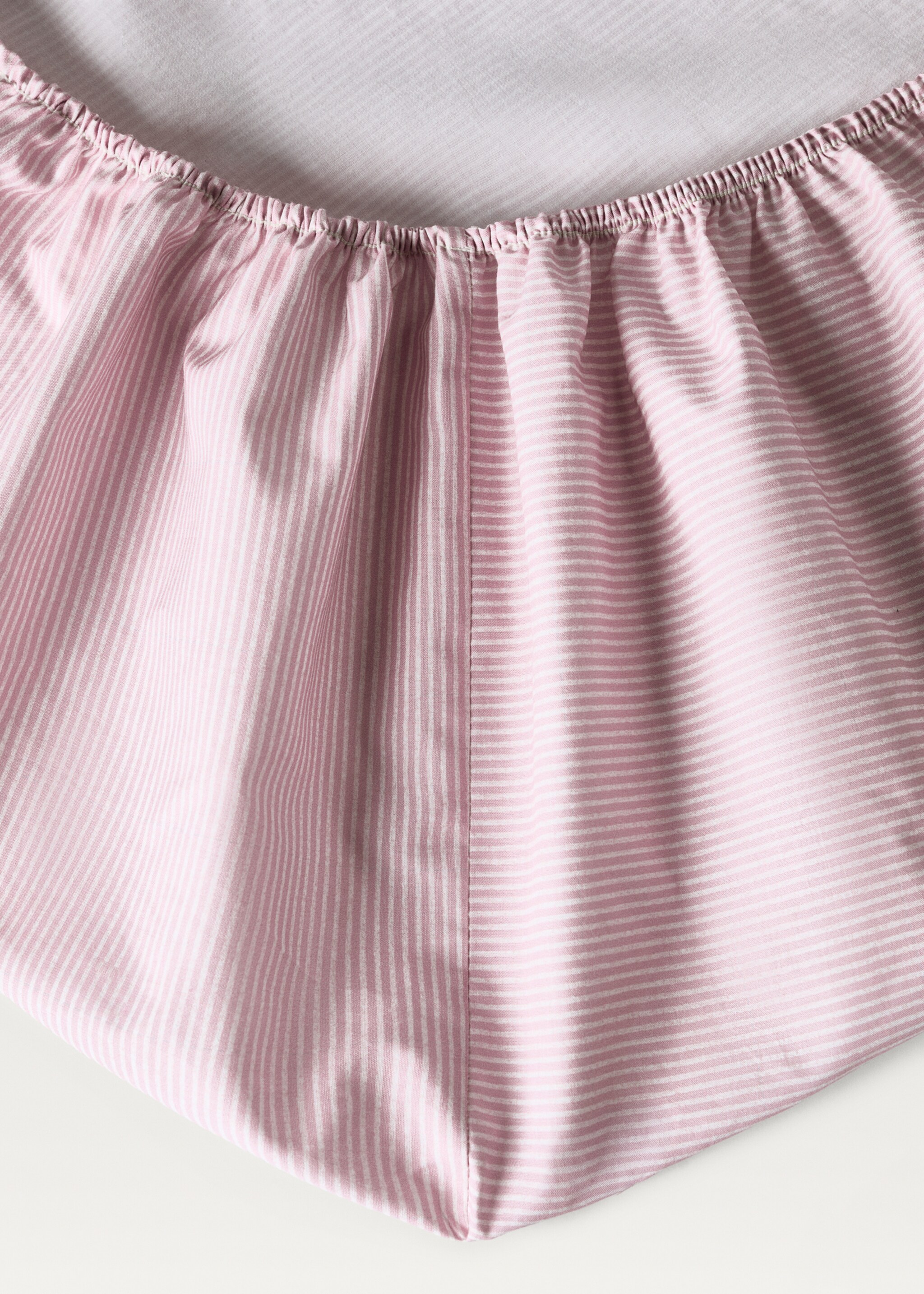 Children’s cotton percale striped bed 90 cm - Details of the article 1, Medium Pink. Ref: 87014087-00.