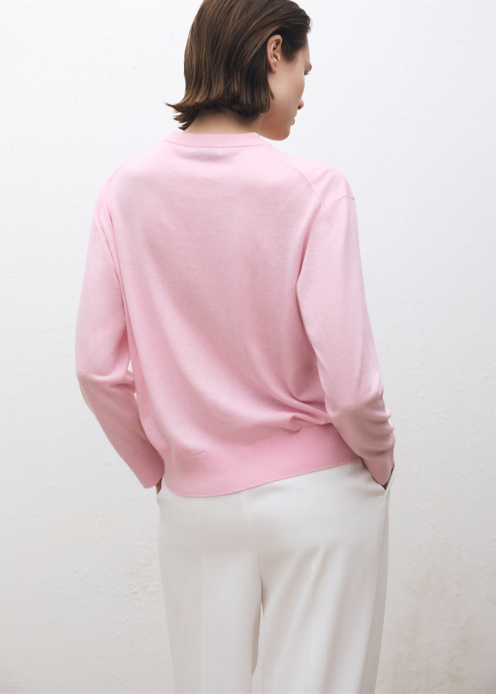 Pull-over laine mélangée col rond - Verso de l’article, Rose. Ref: 87014090-00.