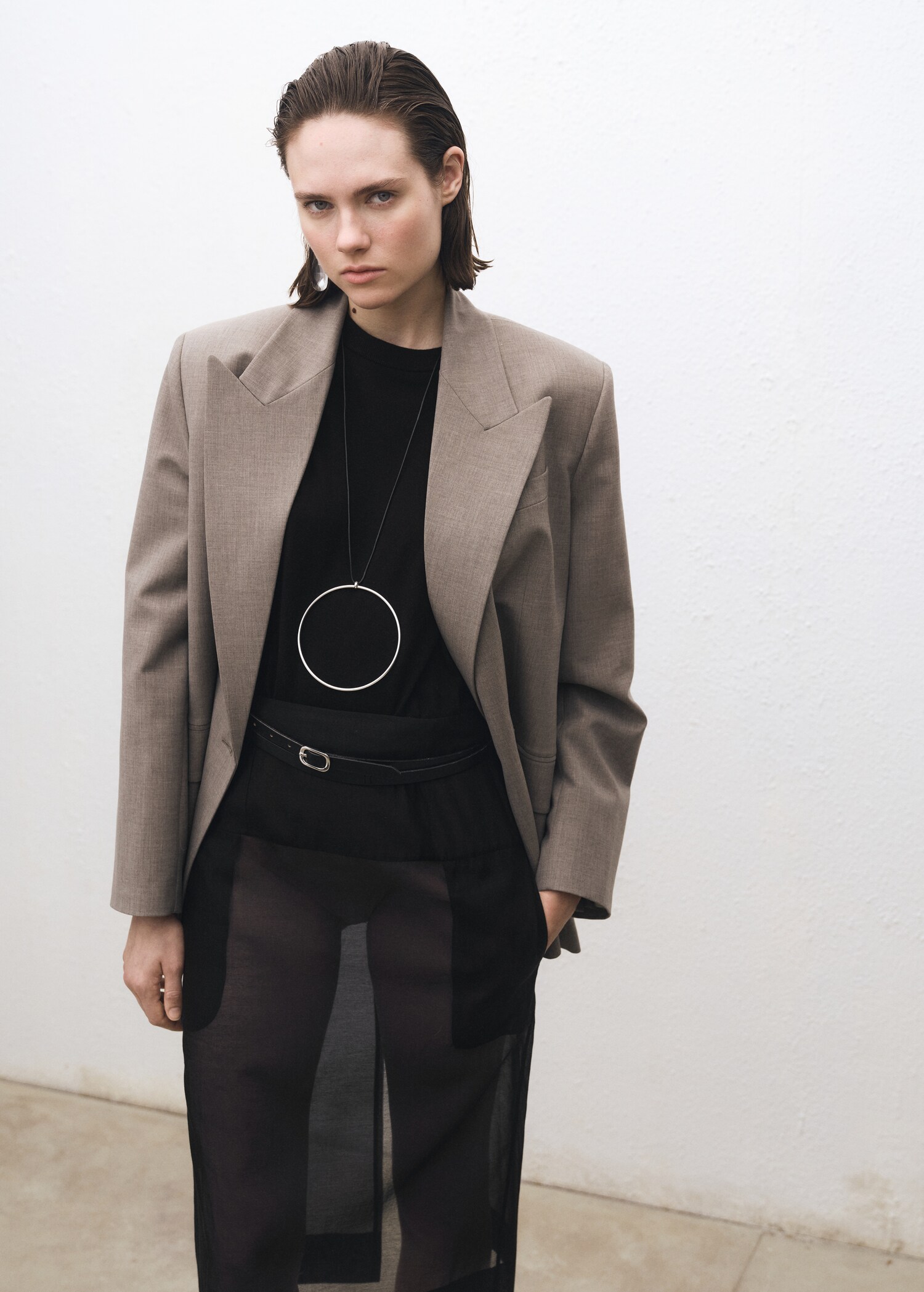 Pull-over laine mélangée col rond - Détail de l'article 2