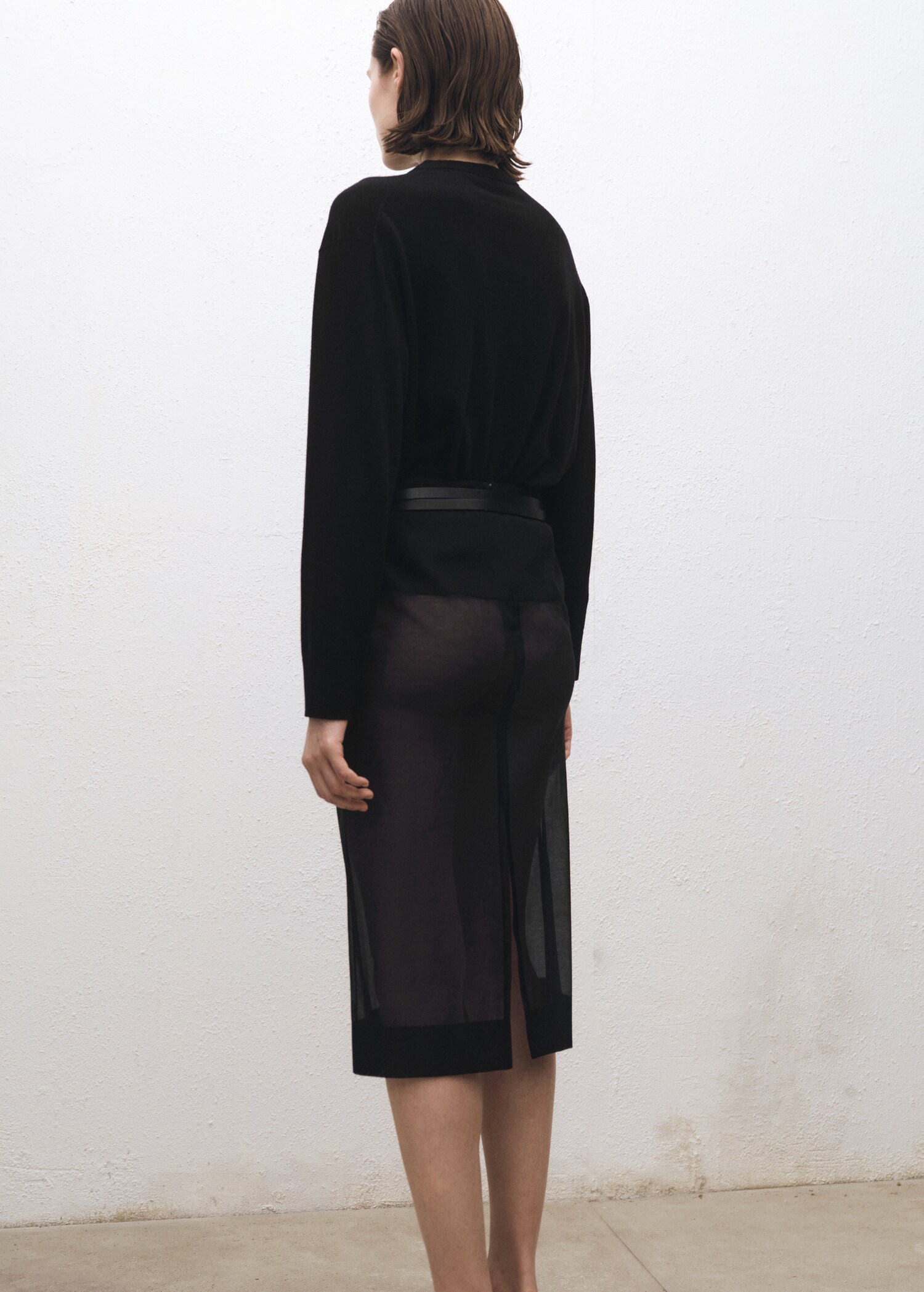 Pull-over laine mélangée col rond - Verso de l’article