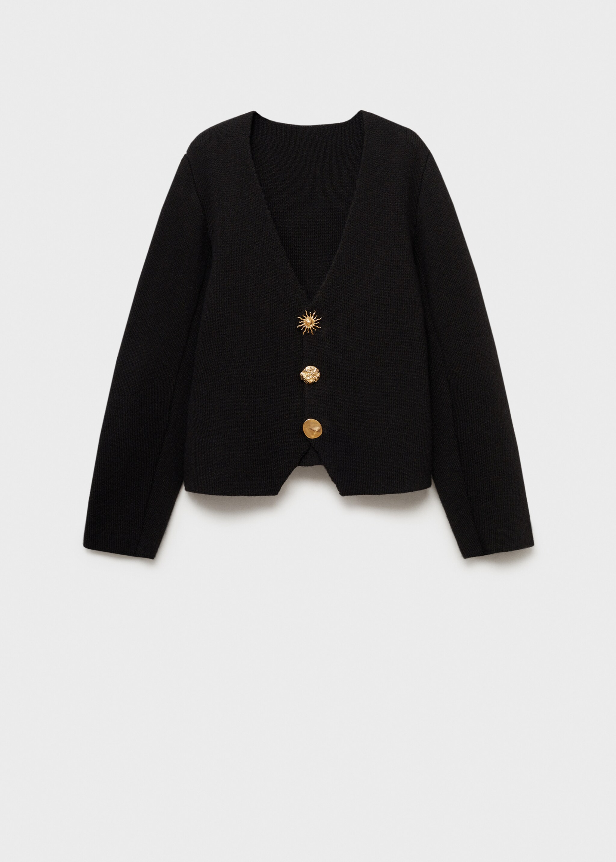 Knitted jacket with jewel buttons - Article without model, Black. Ref: 87014094-00.