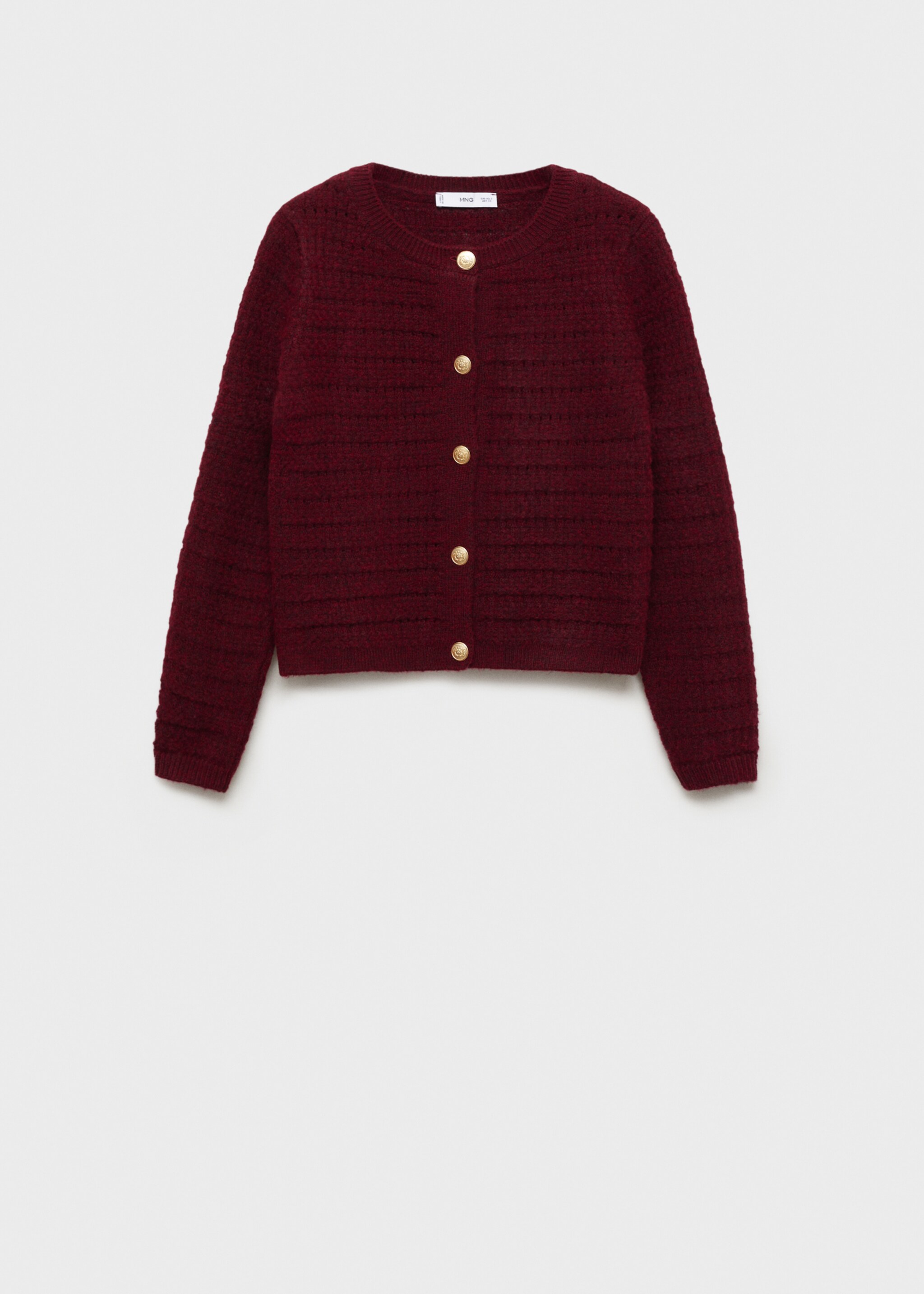 Knitted jacket with openwork details - Article without model, Wine. Ref: 87014095-00.