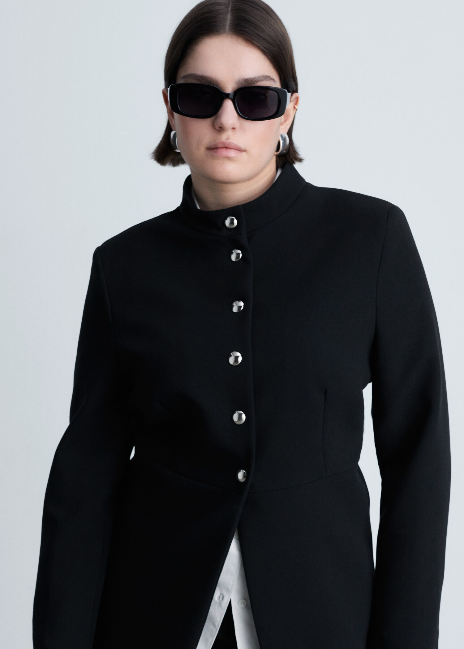 Jacket with jewel-button strip collar - Details of the article 5