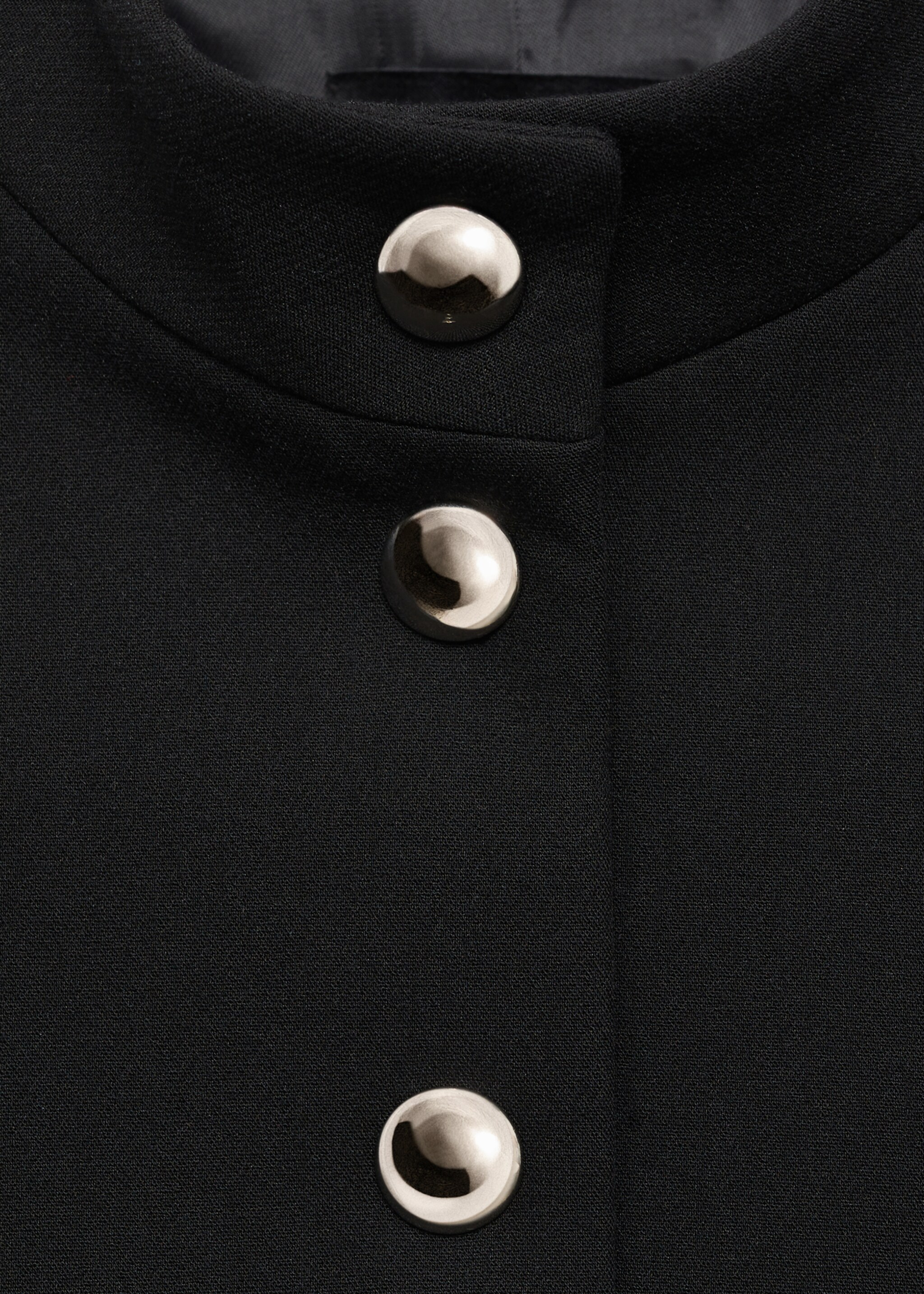 Jacket with jewel-button strip collar - Details of the article 8, Black. Ref: 87014096-00.
