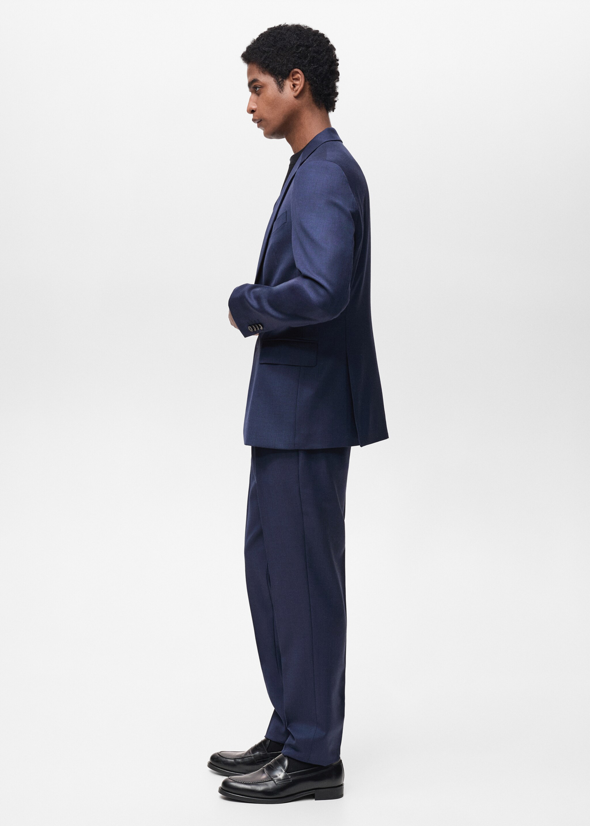 Turin 100% virgin wool suit trousers - Details of the article 2, Ink Blue. Ref: 87014399-00.