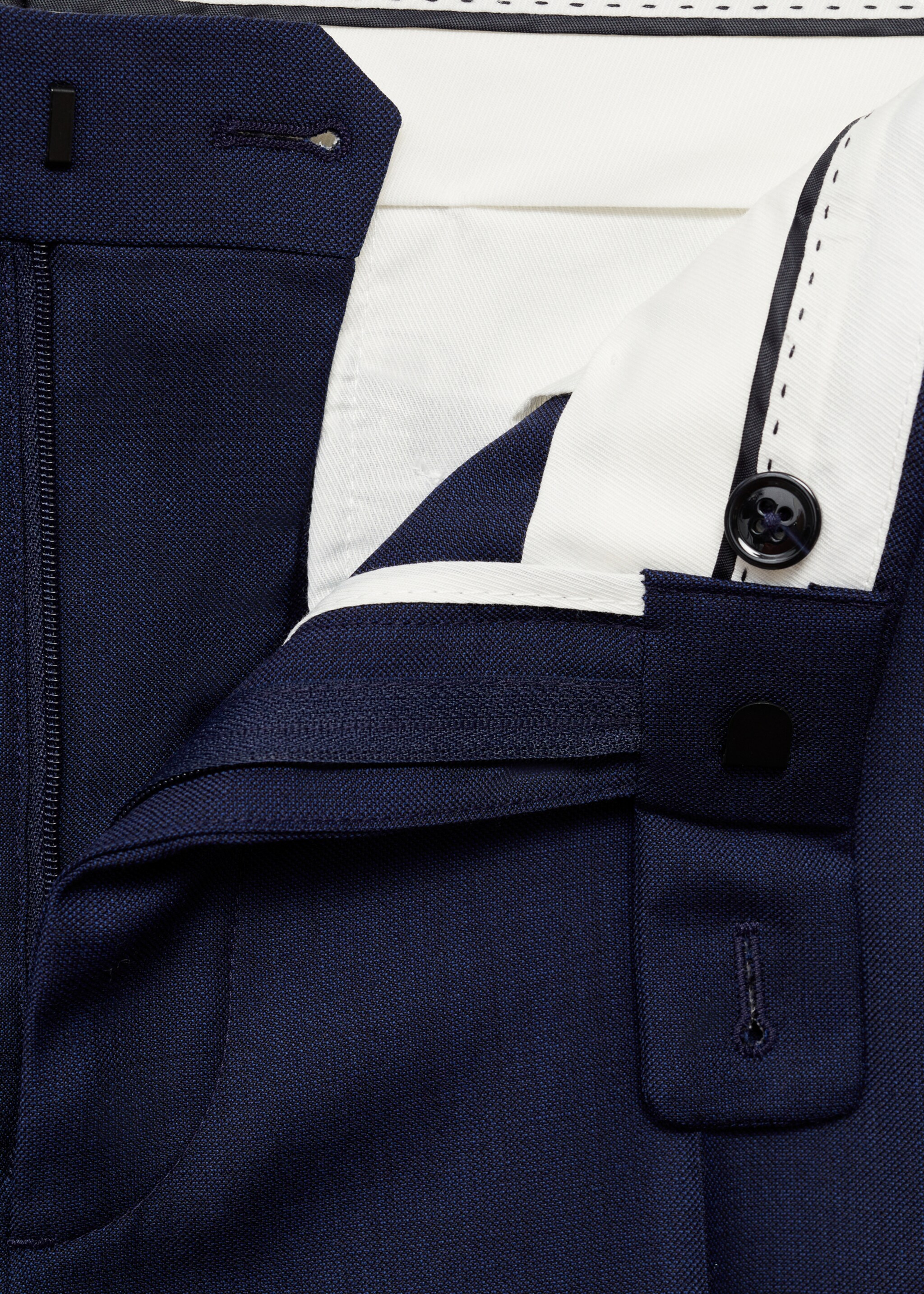 Turin 100% virgin wool suit trousers - Details of the article 8, Ink Blue. Ref: 87014399-00.