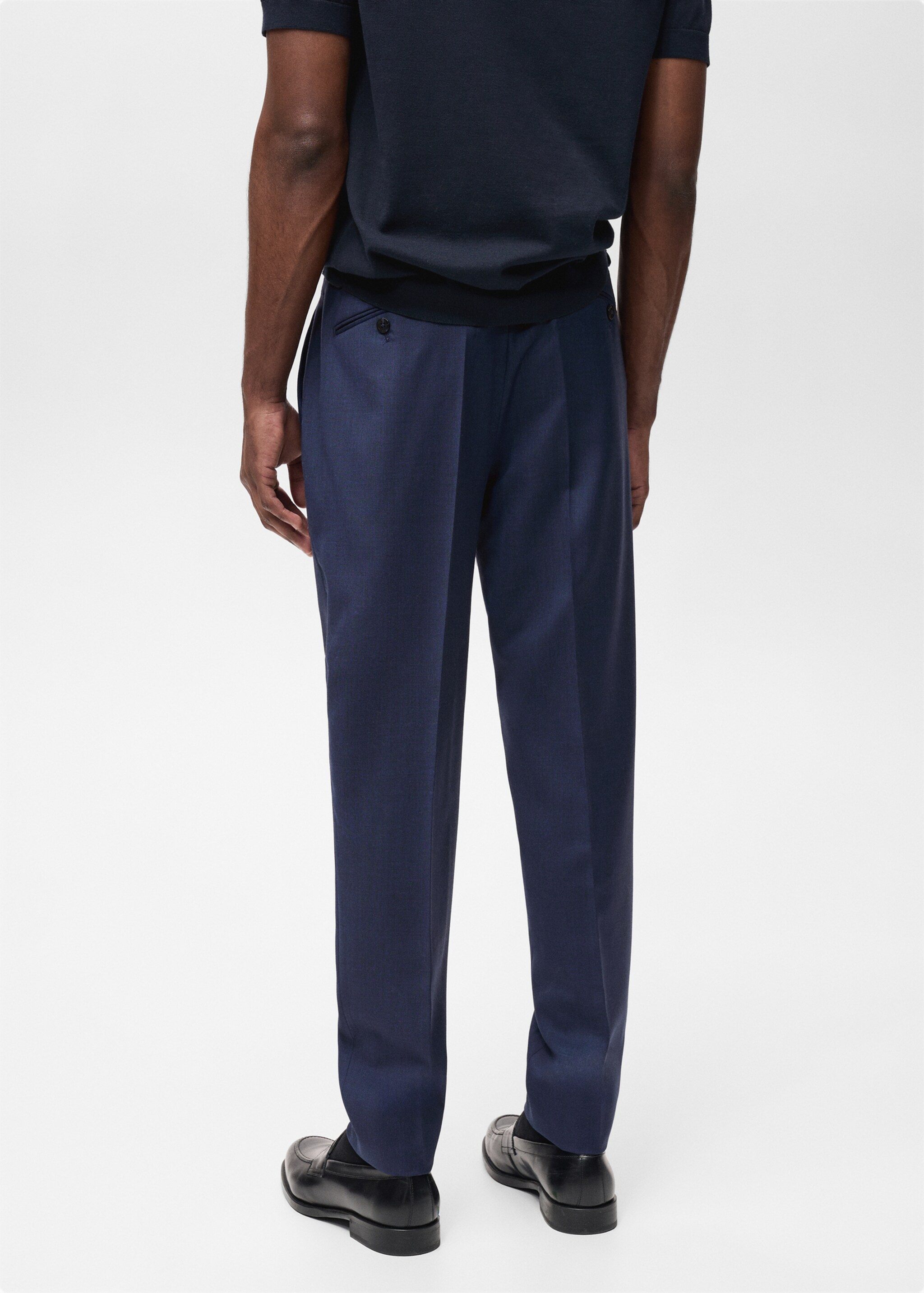 Turin 100% virgin wool suit trousers - Reverse of the article, Ink Blue. Ref: 87014399-00.