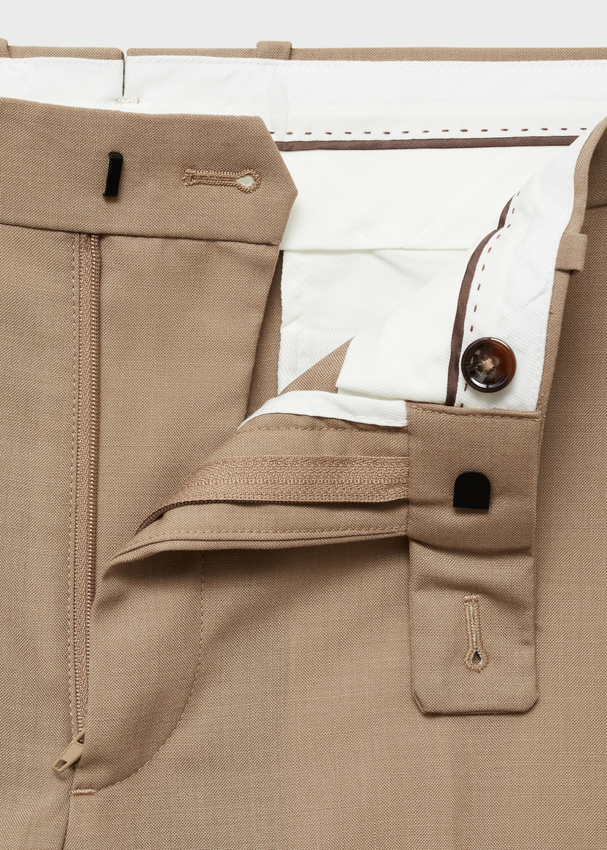 Turin 100% virgin wool suit trousers - Details of the article 0, Beige. Ref: 87014400-00.