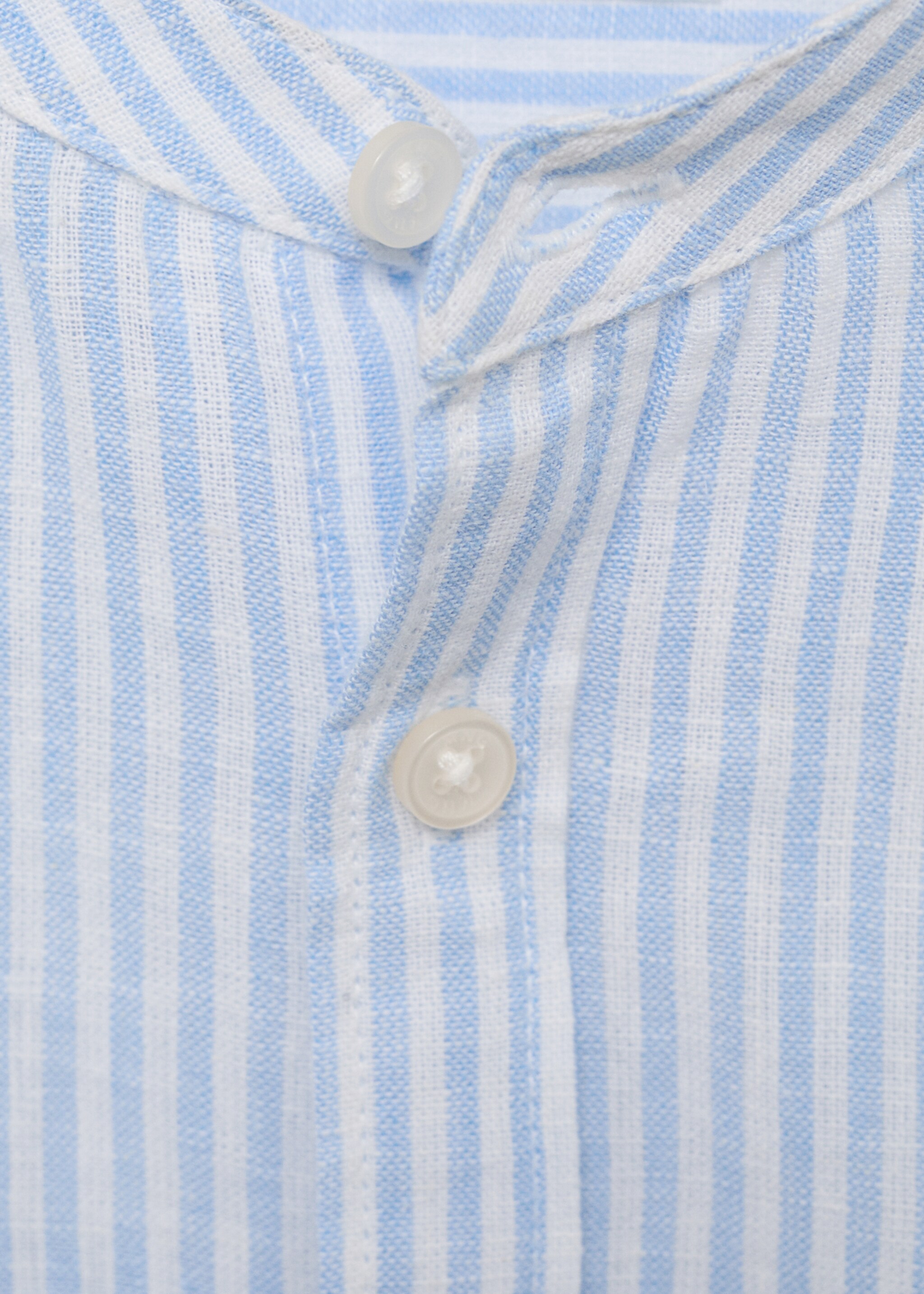 Striped cotton linen shirt - Details of the article 8, Blue. Ref: 87014404-00.