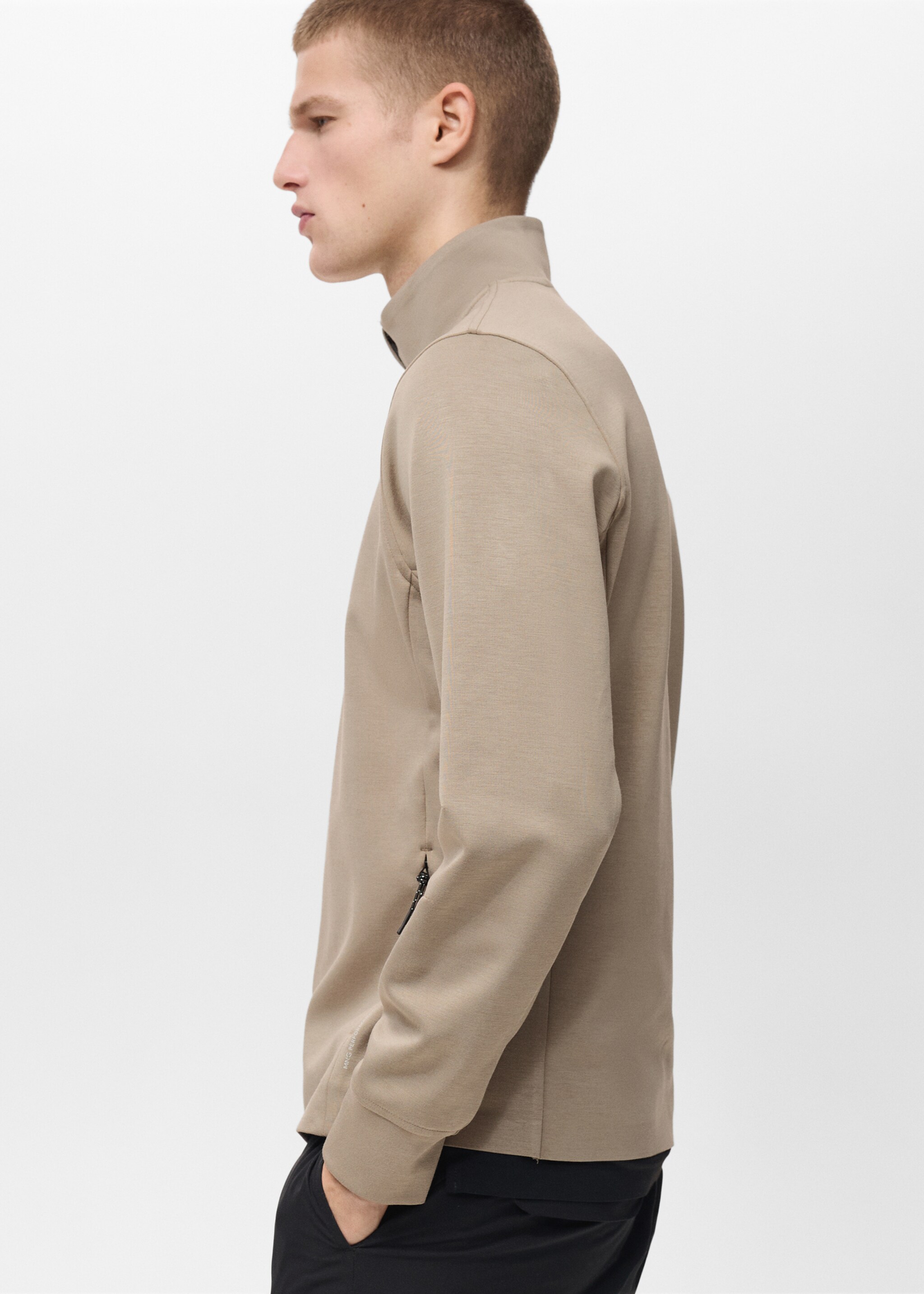 COOLMAX® zip-up sweatshirt - Details of the article 2, Sand. Ref: 87014407-00.