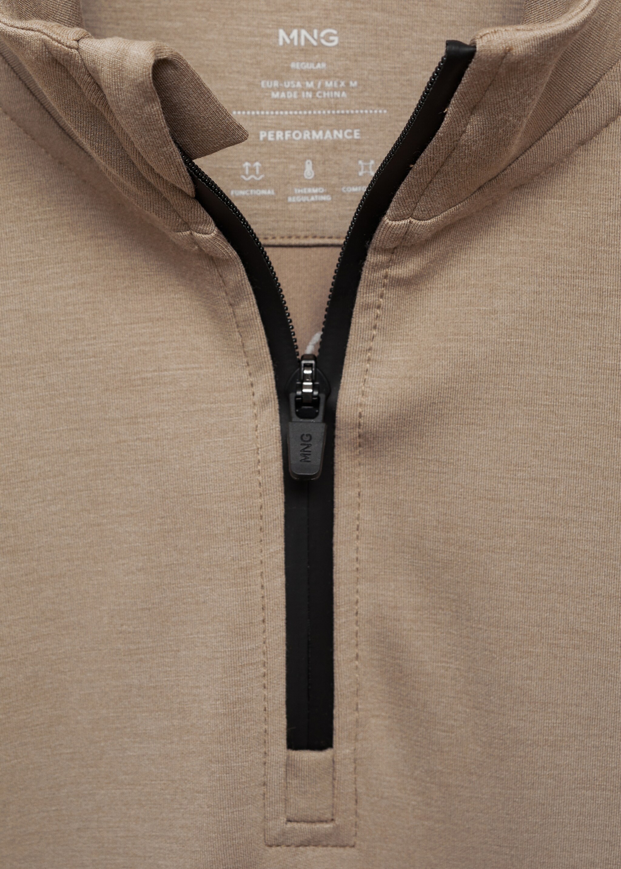 COOLMAX® zip-up sweatshirt - Details of the article 8, Sand. Ref: 87014407-00.