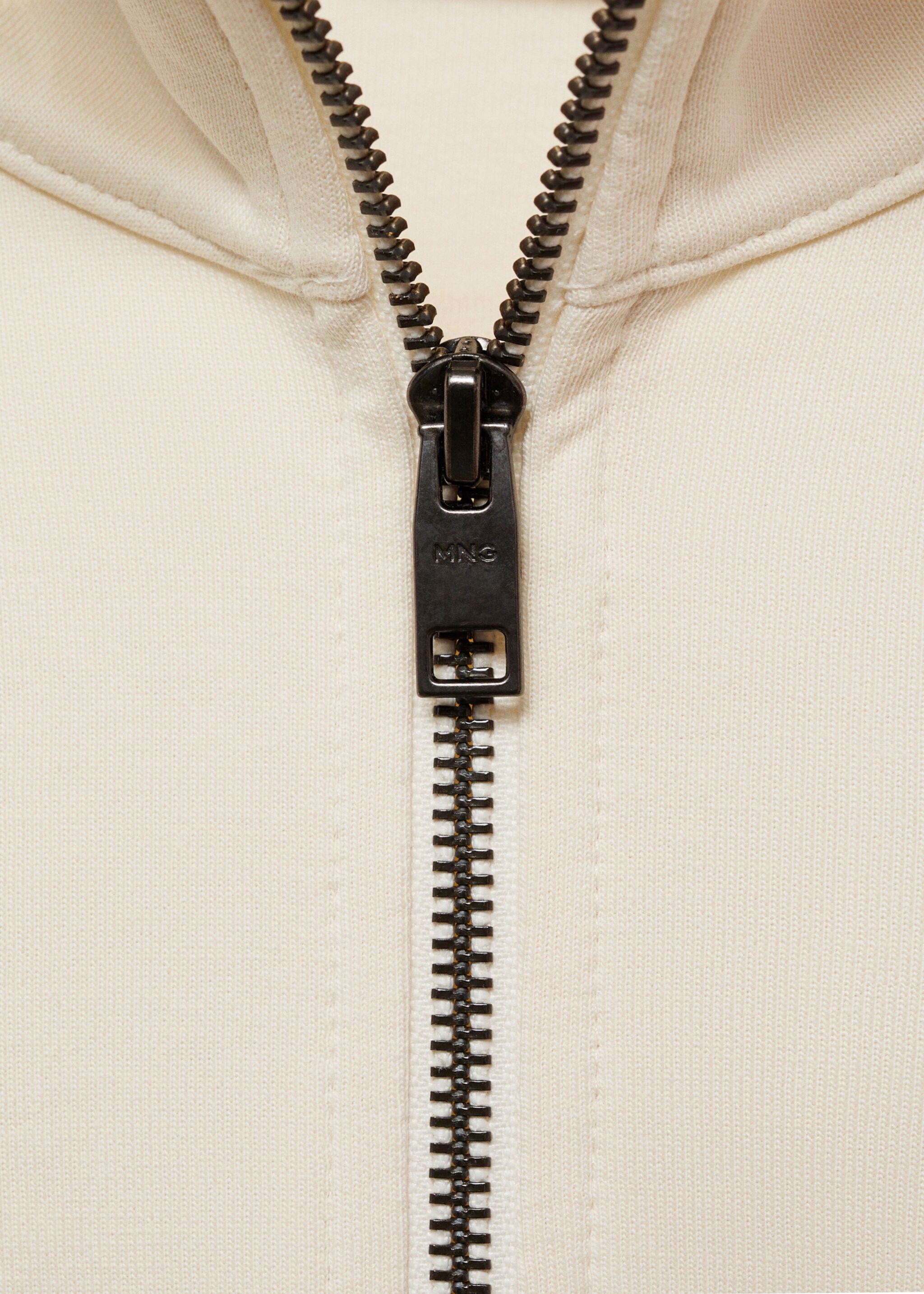 Regular-fit cotton sweatshirt with zip - Details of the article 8, Off White. Ref: 87014412-00.