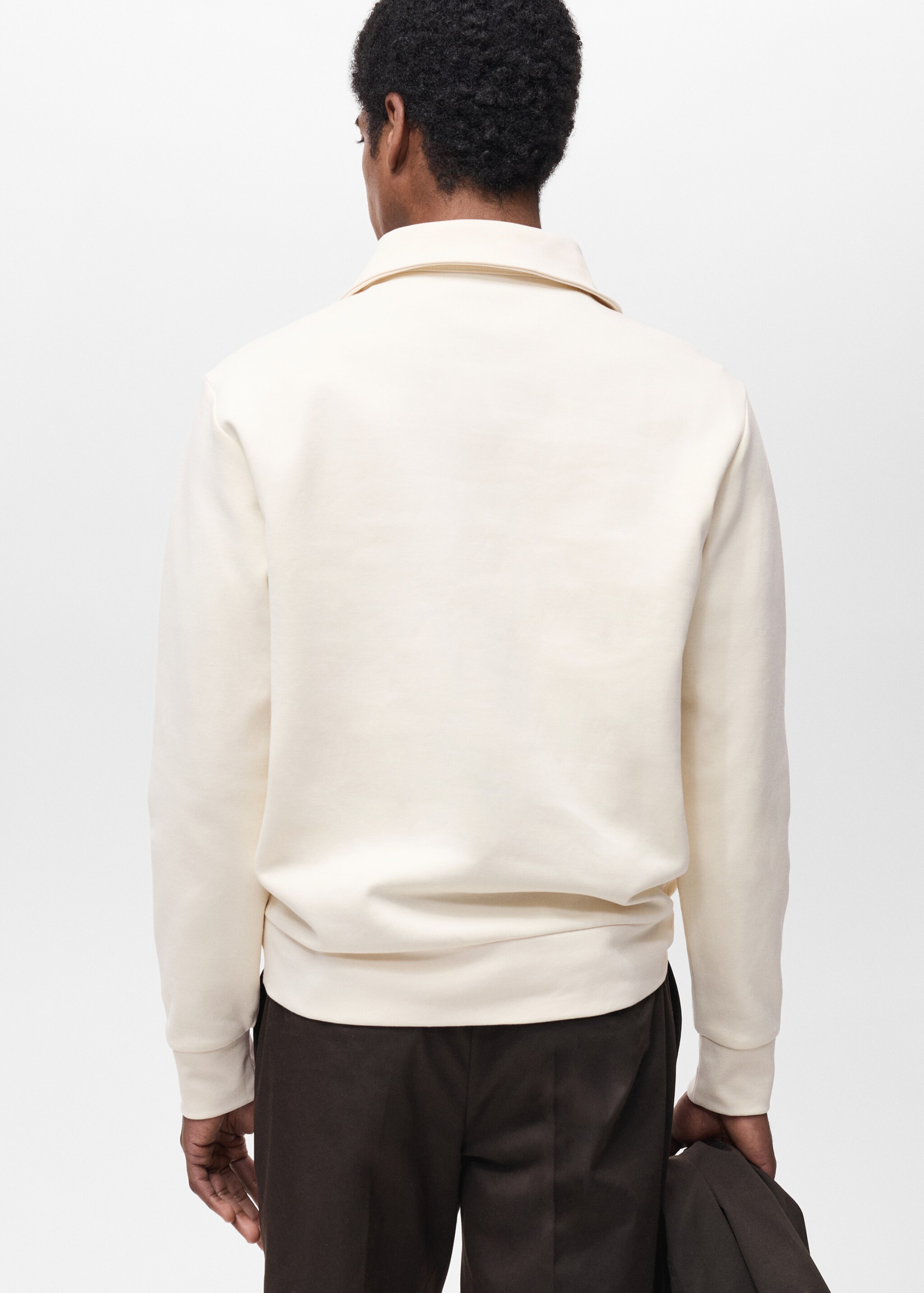 Regular-fit cotton sweatshirt with zip - Reverse of the article, Off White. Ref: 87014412-00.