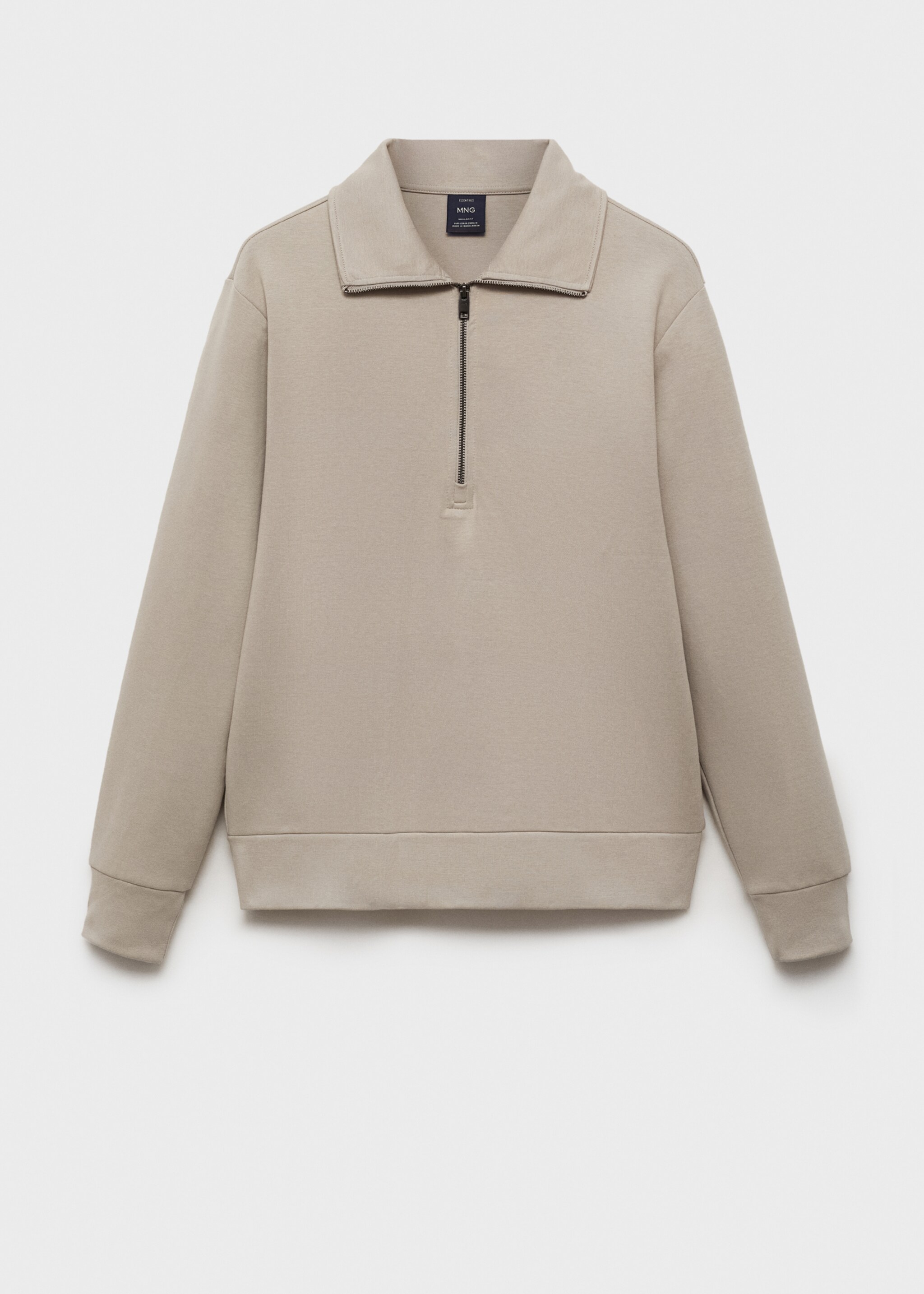 Regular-fit cotton sweatshirt with zip - Article without model, Ice Grey. Ref: 87014412-00.