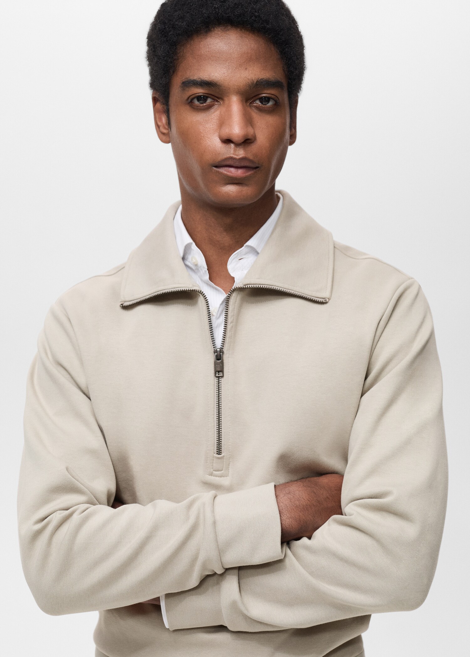 Sweatshirt i bomull med dragkedja och normal passform - Detaljer om artikeln 1