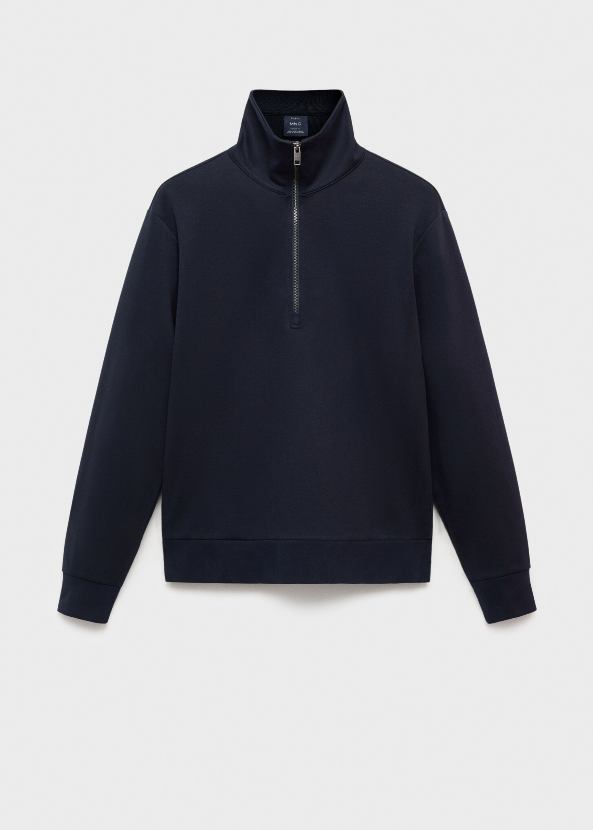 Sweatshirt i bomull med dragkedja och normal passform - Artikel utan modell, Nattblå. Ref: 87014412-00.