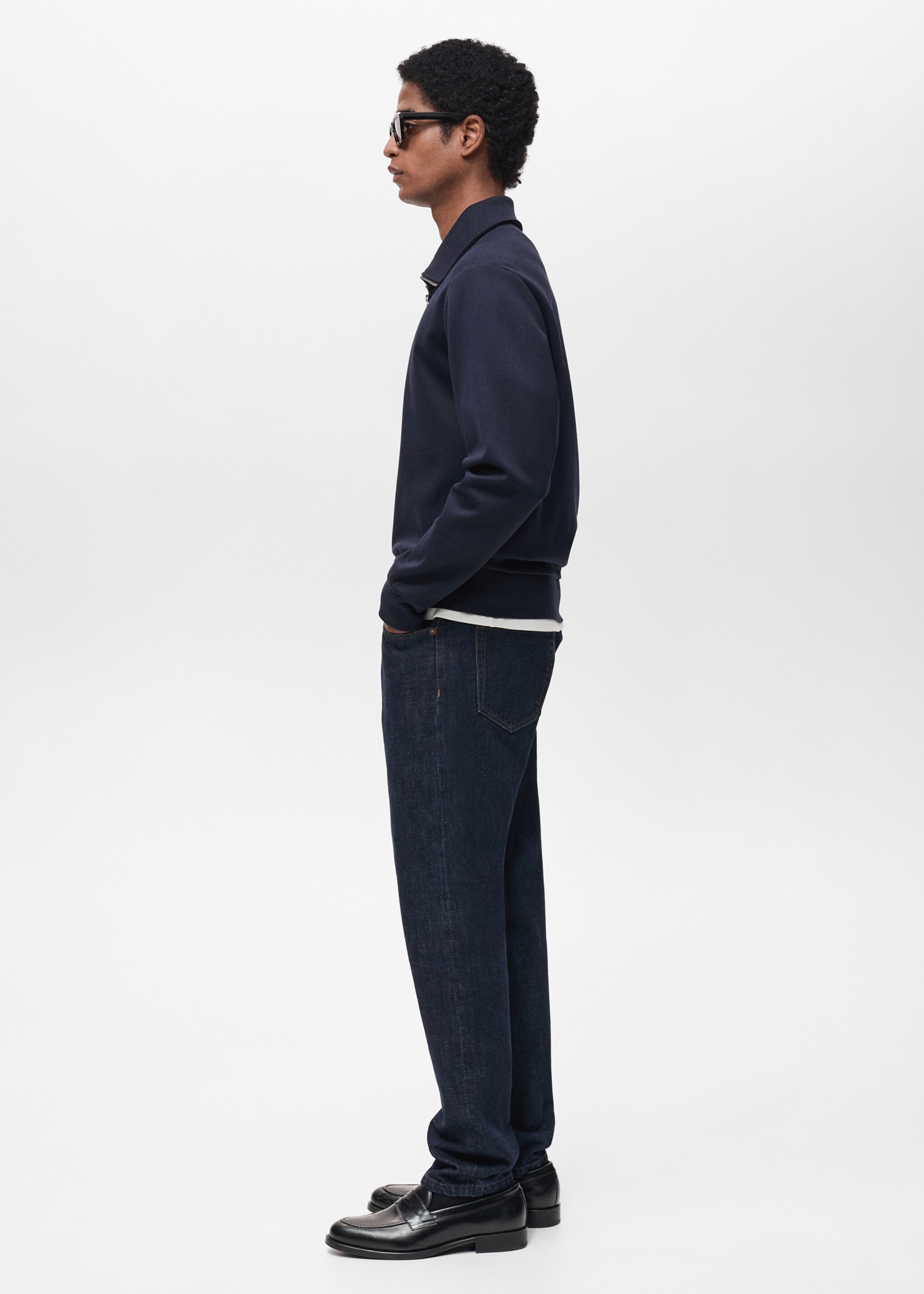 Sweatshirt i bomull med dragkedja och normal passform - Detaljer om artikeln 2, Nattblå. Ref: 87014412-00.