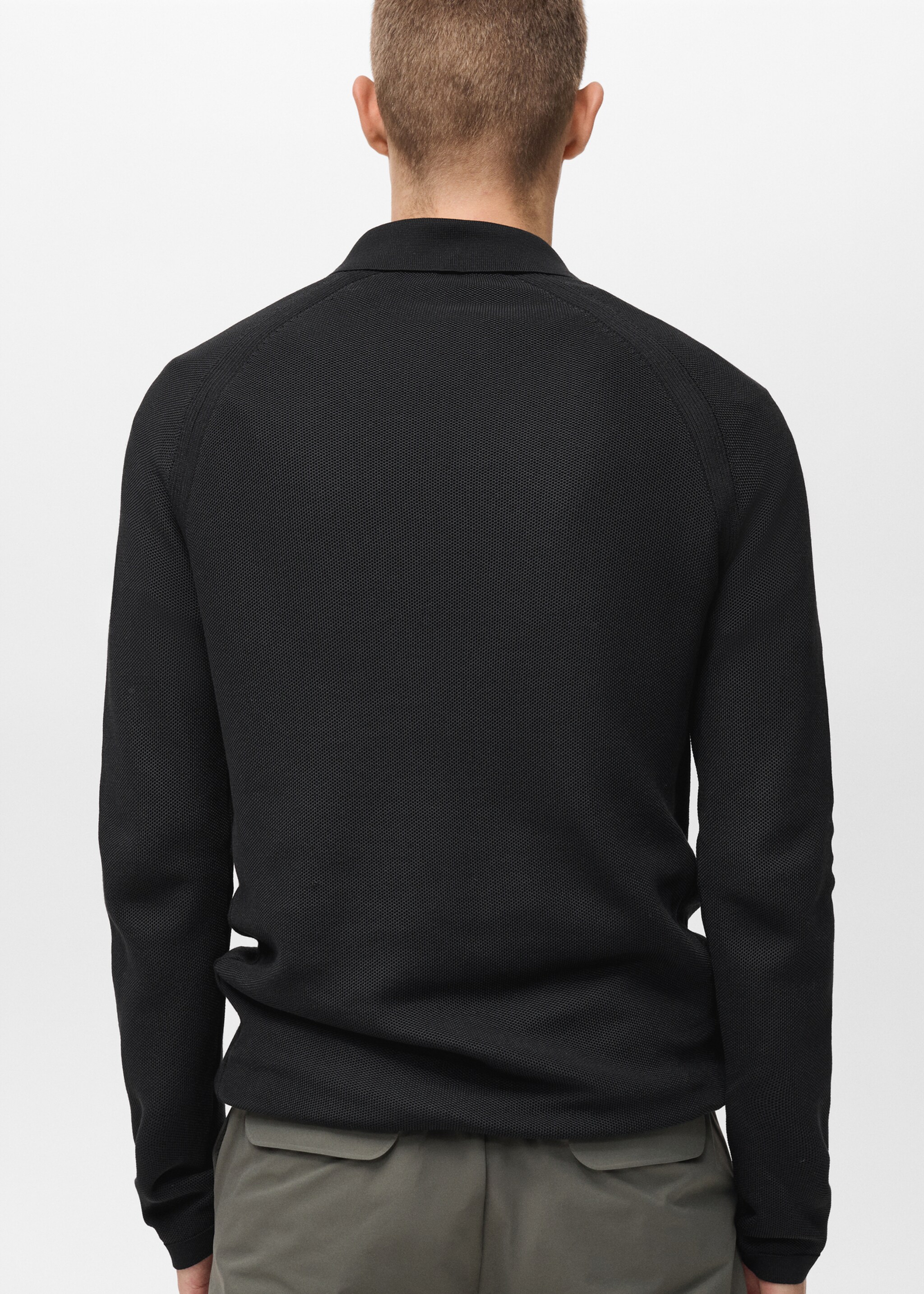 Strukturiertes Poloshirt mit COOLMAX®-Technologie - Rückseite des Artikels, Schwarz. Ref: 87014413-00.