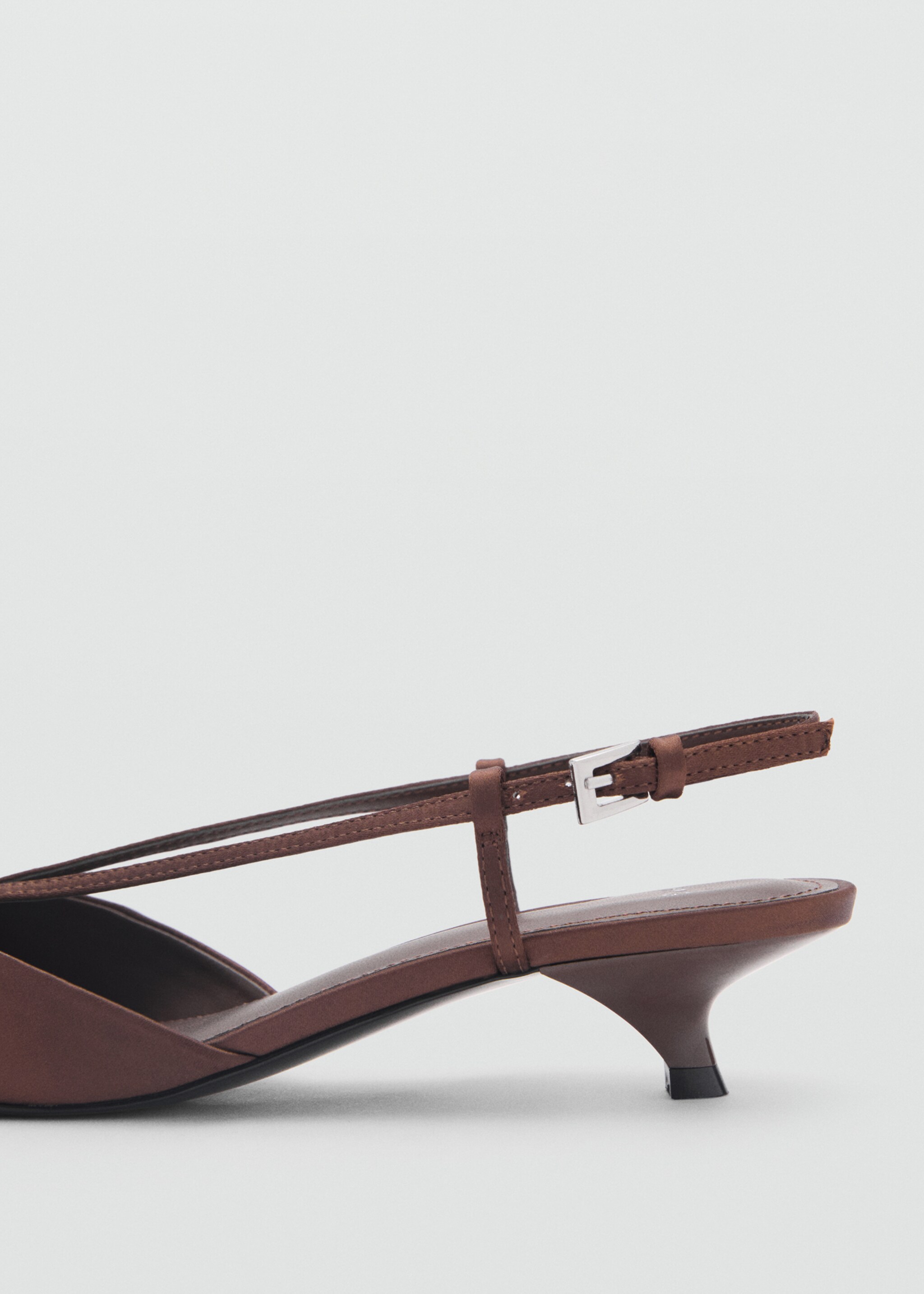 Satin kitten-heel shoes with straps - Details of the article 1, Chocolate. Ref: 87014415-00.