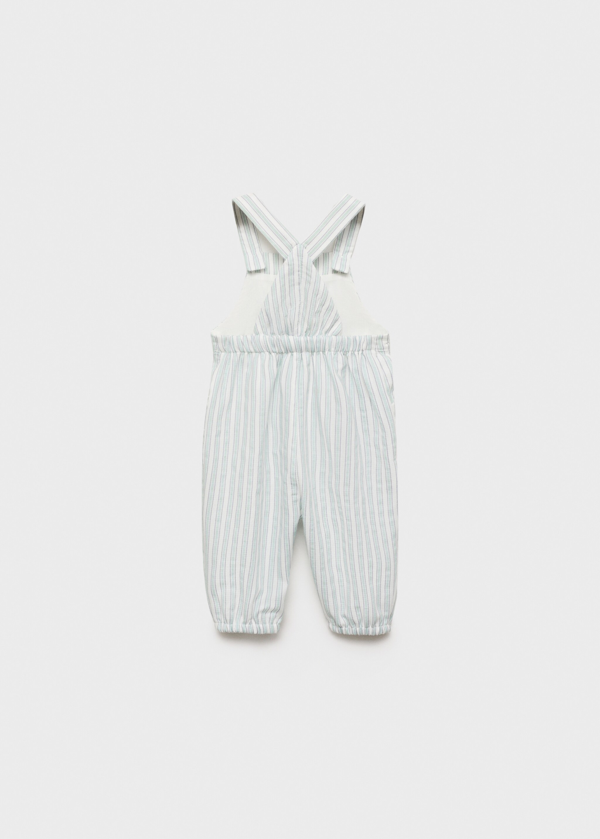 Gestreifte Baumwoll-Latzhose - Rückseite des Artikels, Pastellgrün. Ref: 87014416-00.